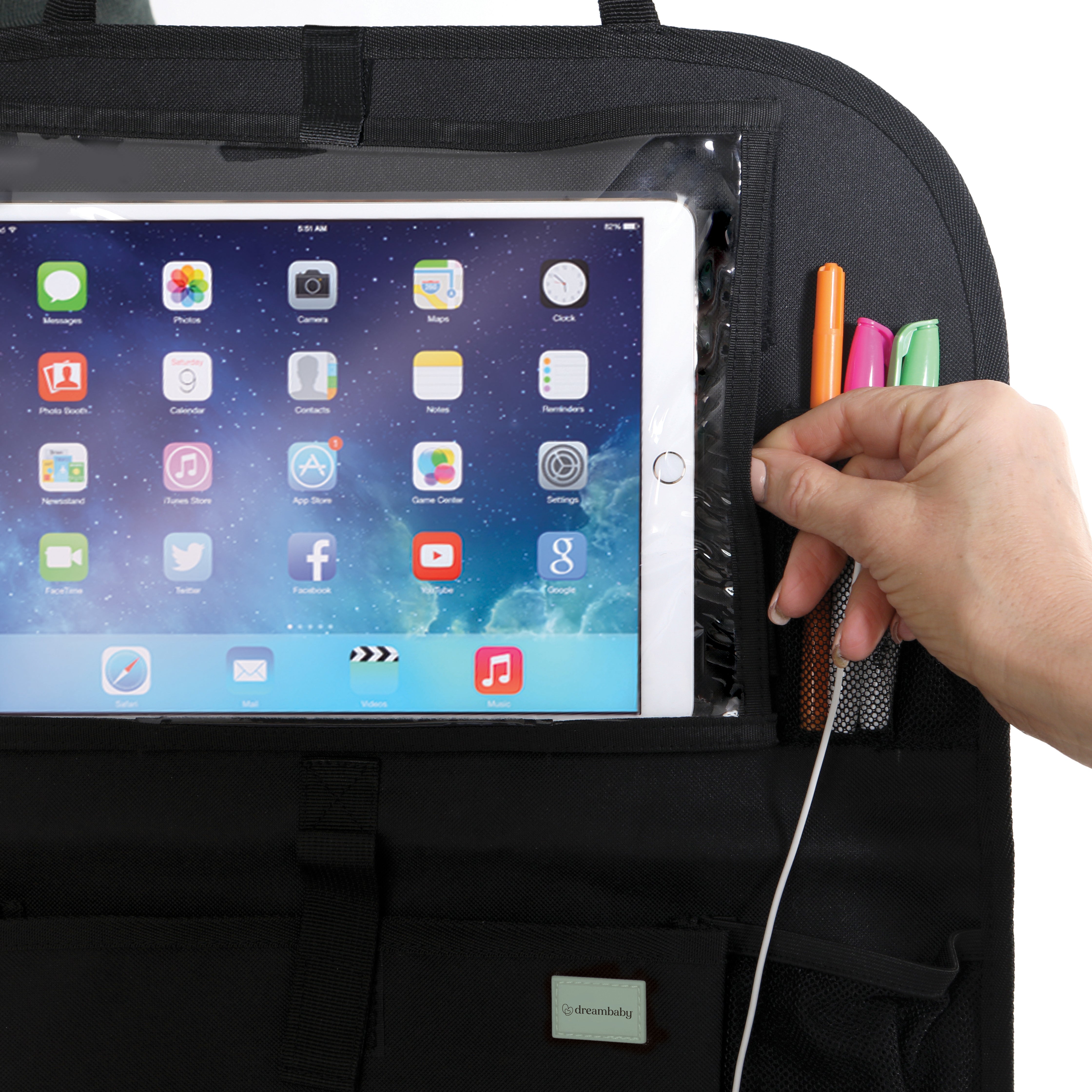Car Back Seat Tablet Organiser (Black)