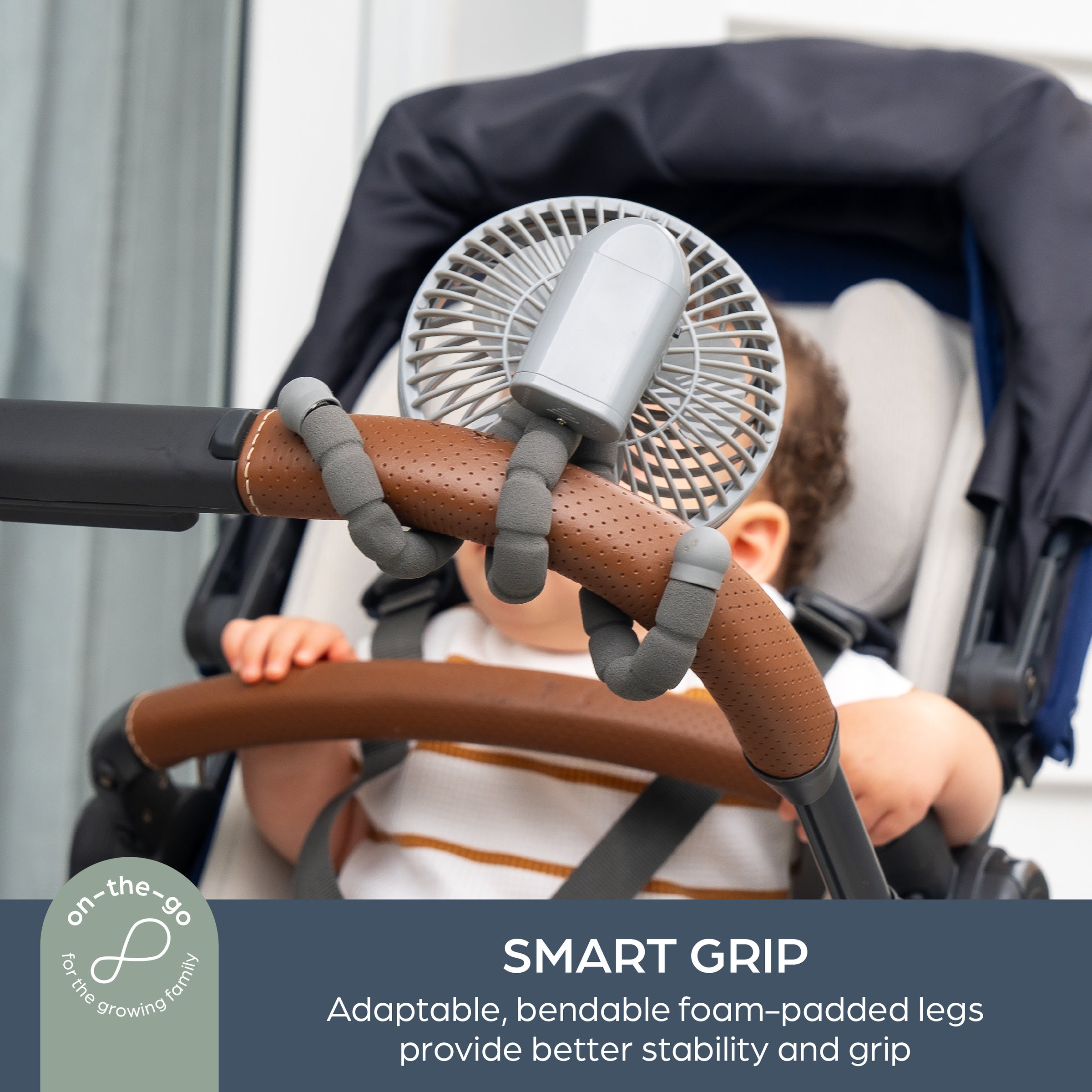 Smart Grip Fan With Cover - Grey