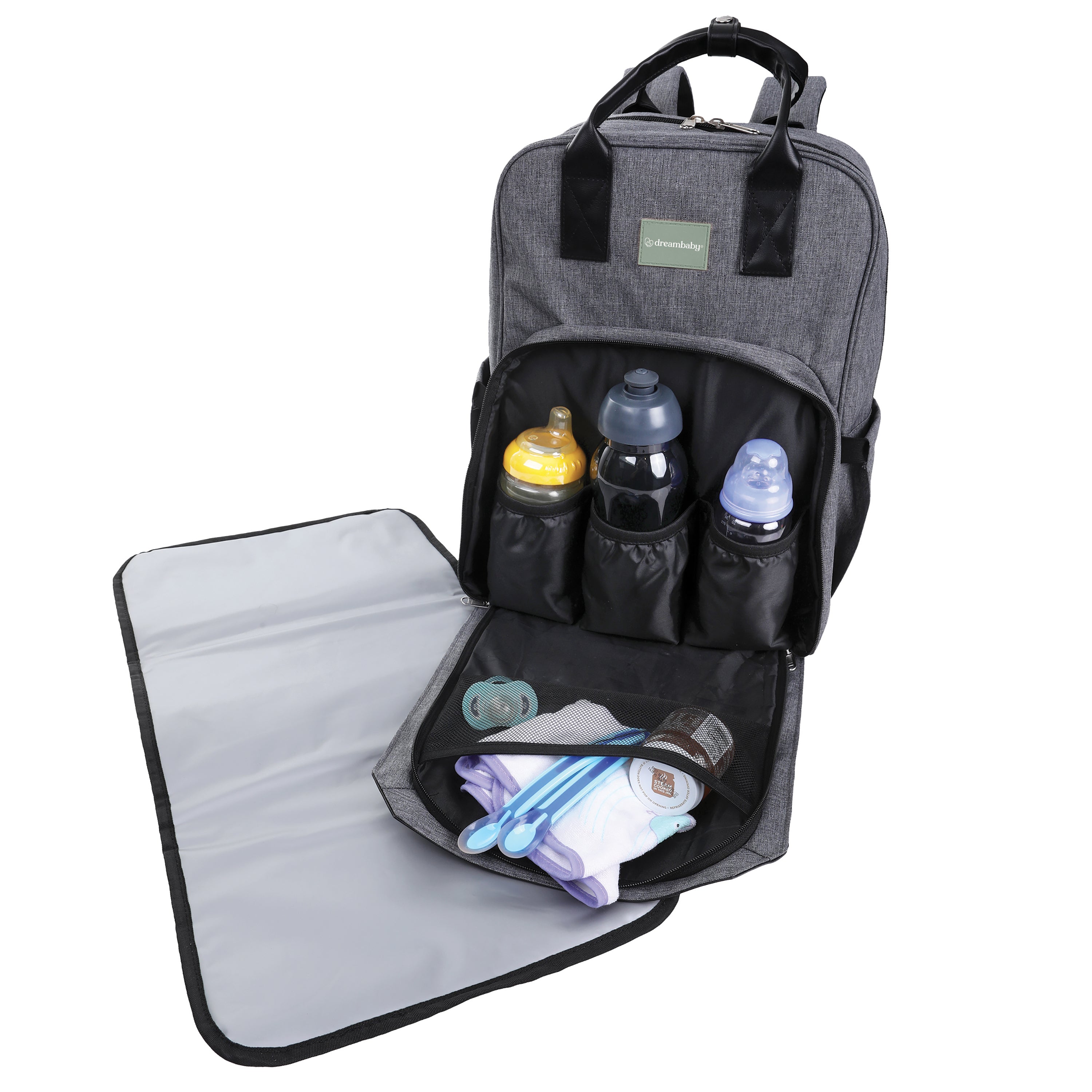 Carry-All Nappy Backpack - Grey Pocket