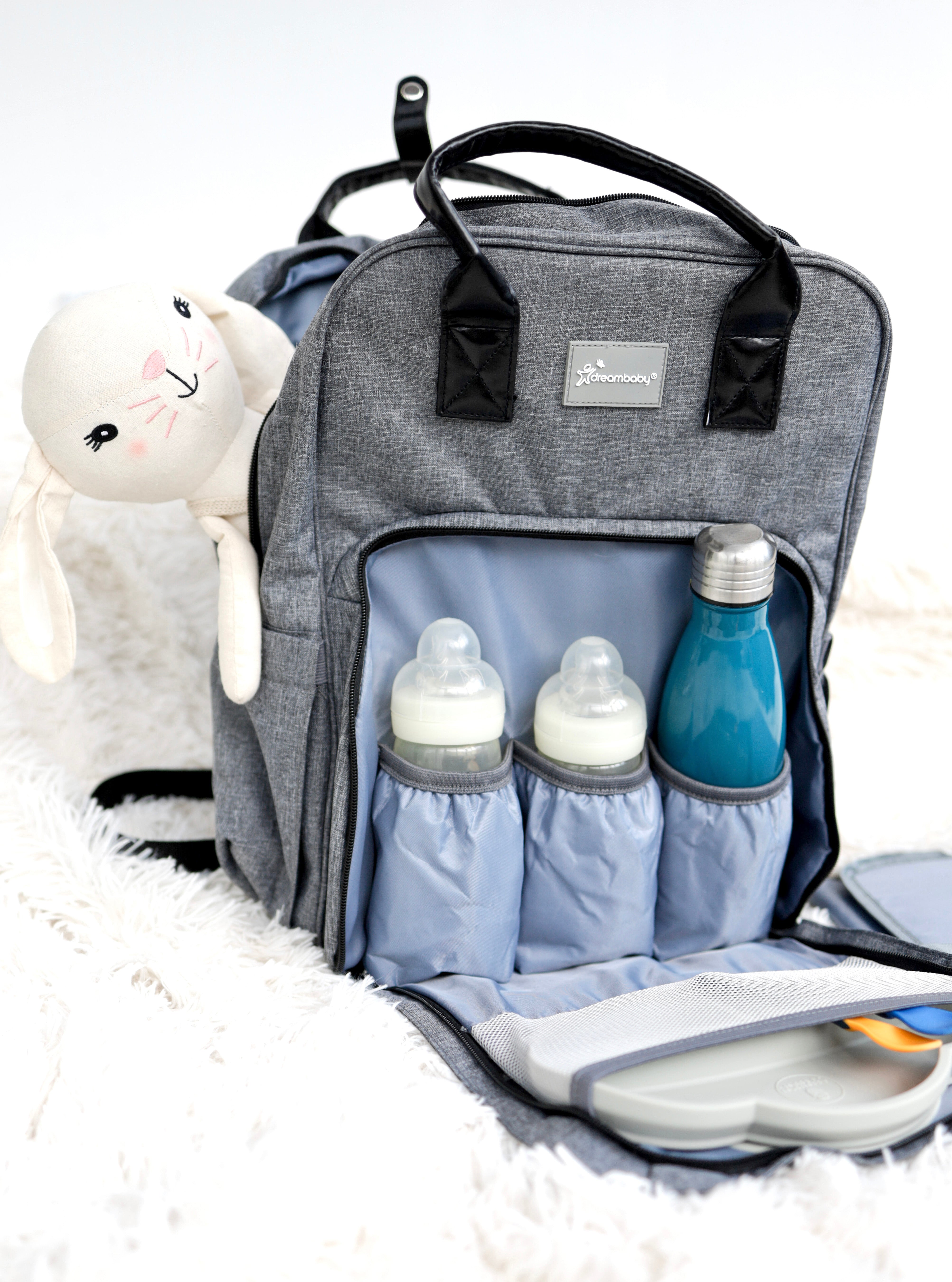 Carry-All Nappy Backpack - Grey Pocket