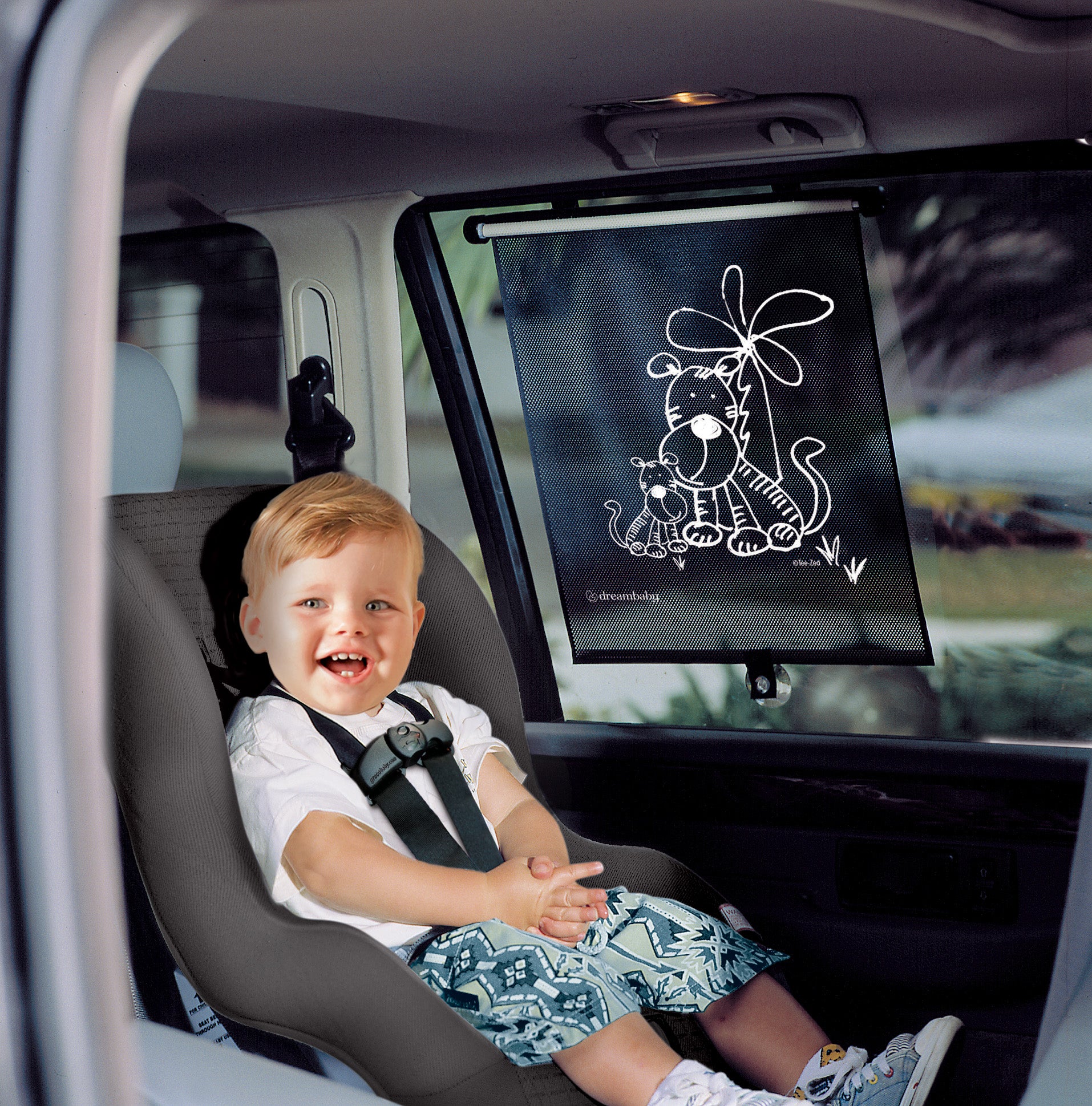 Adjustable Tiger And Zebra Car Window Shade Roll-Up 2-Pack