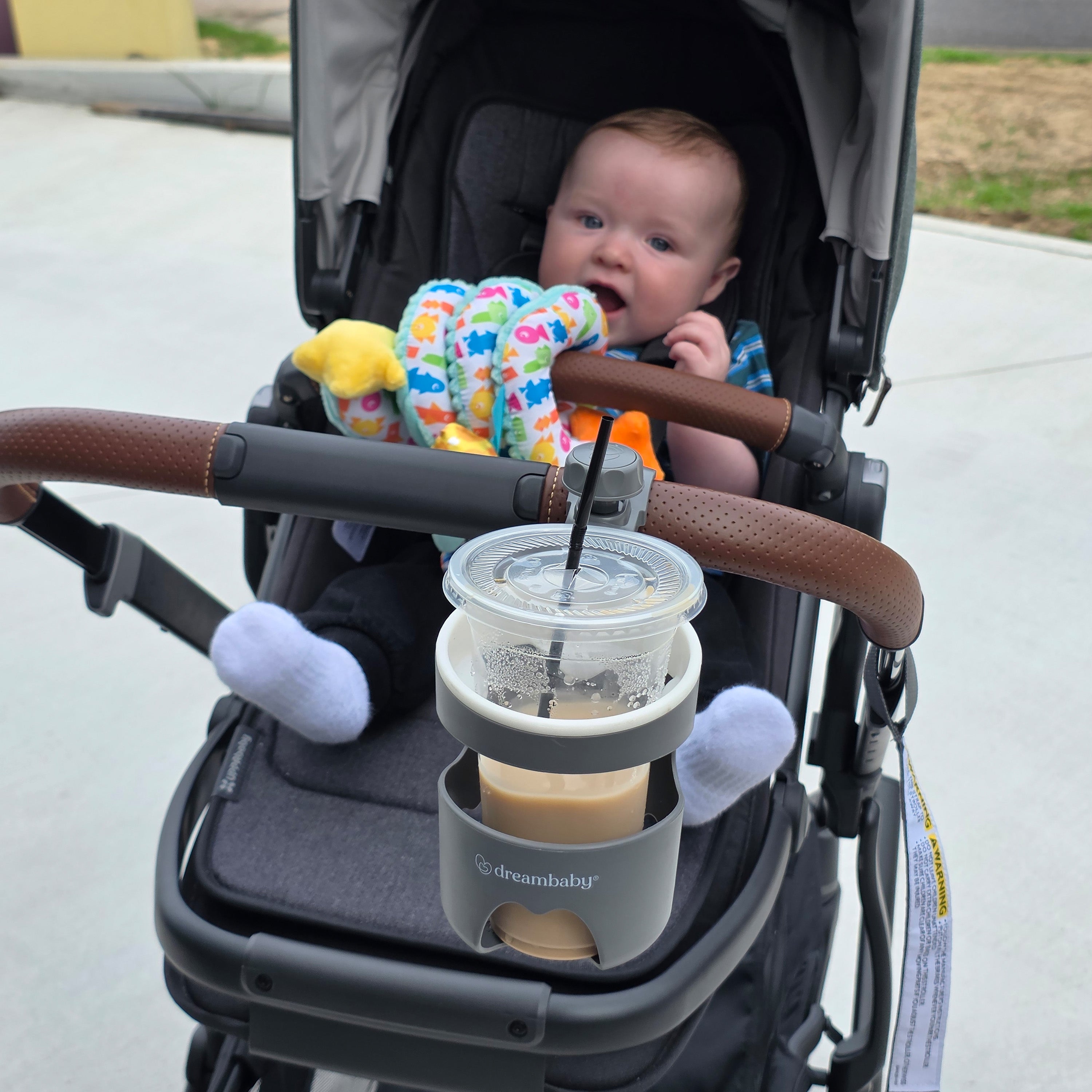 Strollerbuddy Drink Holder -Grey/Cream Trim