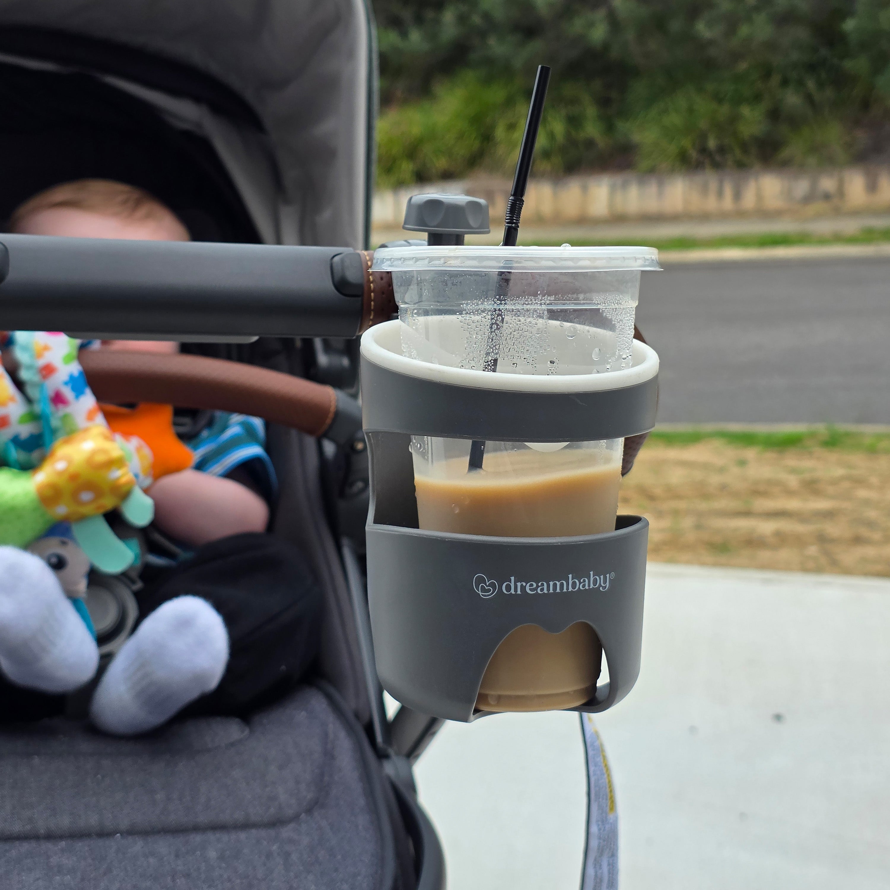 Strollerbuddy Drink Holder -Grey/Cream Trim