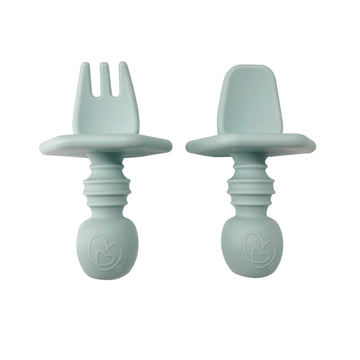 Silicone Ezy-Grip Spoon & Fork Seafoam