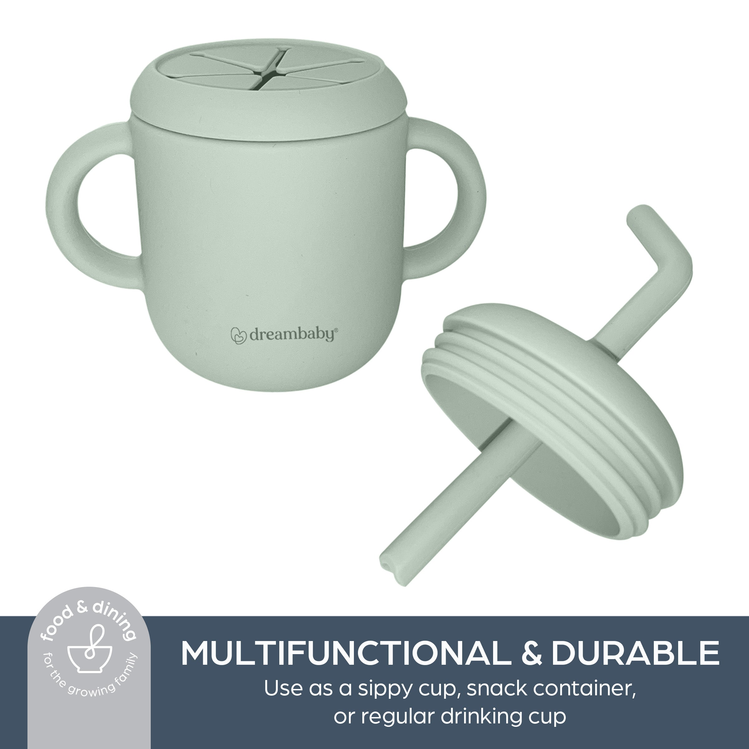 Silicone No Spill Drink and Snack Cup Seafoam