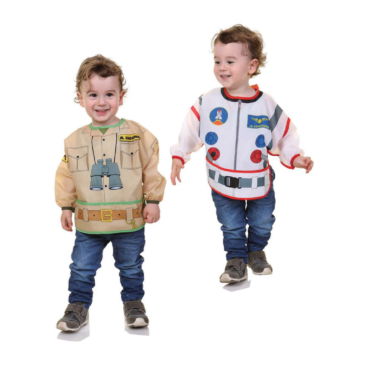 Food & Fun Character Bibs/Smocks With Sleeves 2 Pack - Astronaut & Zookeeper