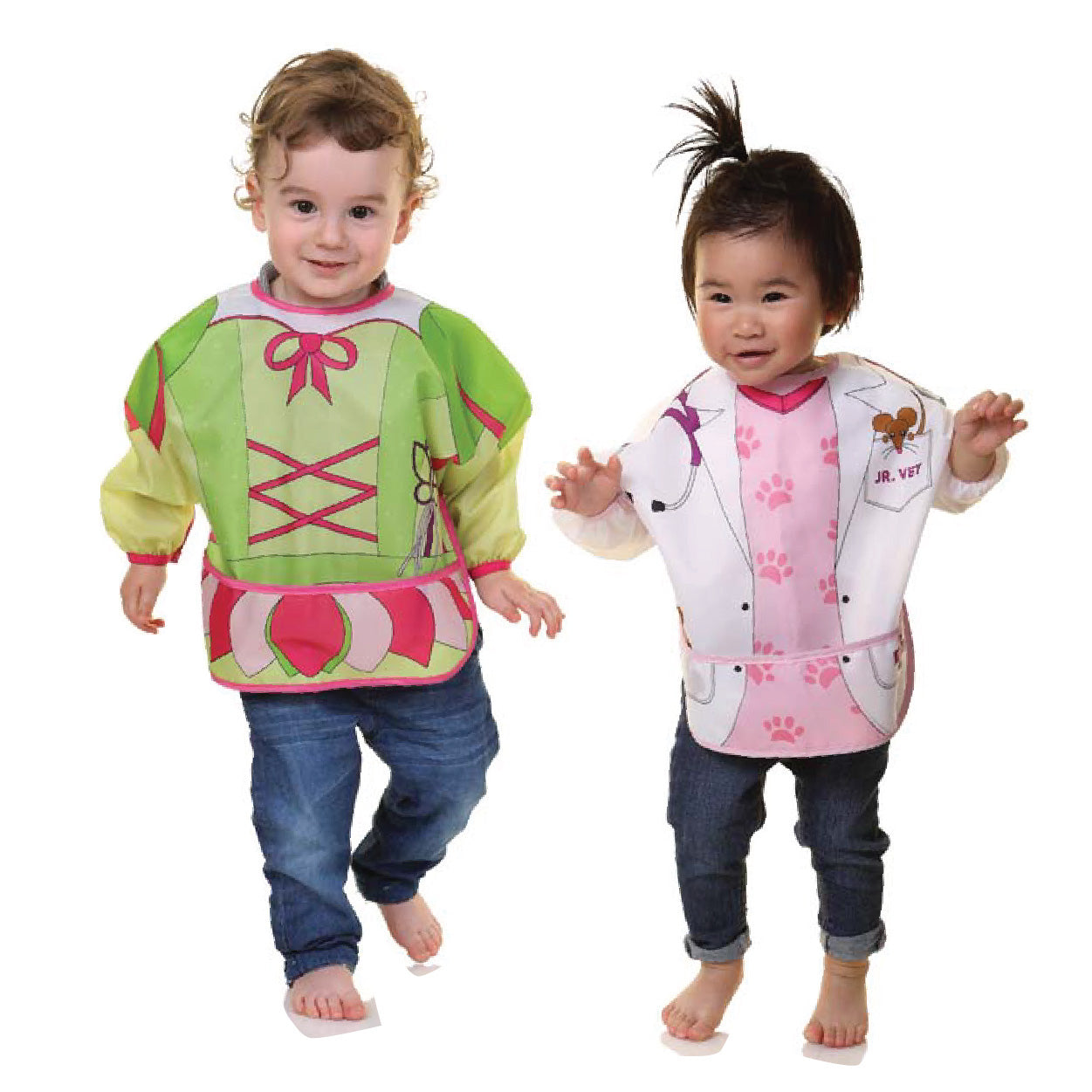 Food & Fun Character Bibs/Smocks with Sleeves – Fairy & Vet, 2 Pack