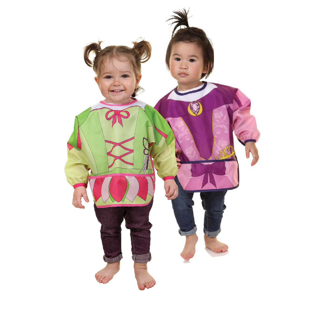 Food & Fun Character Bibs/Smocks with Sleeves – Princess & Fairy, 2 Pack