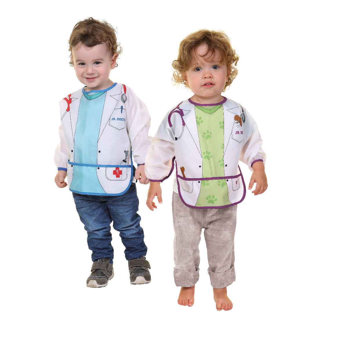 Food & Fun Character Bibs/Smocks With Sleeves 2 Pack - Doctor & Vet