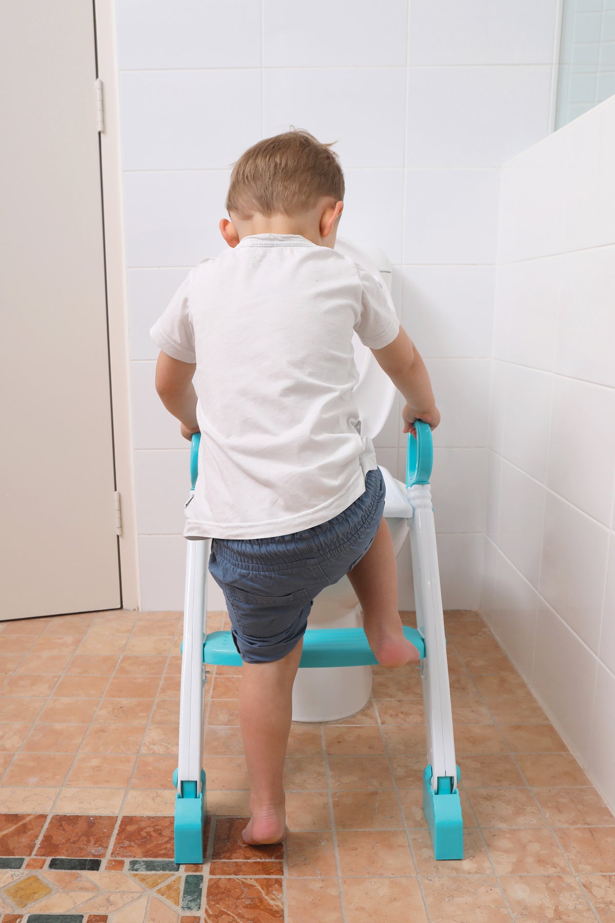 Step-Up Toilet Topper - Aqua/White