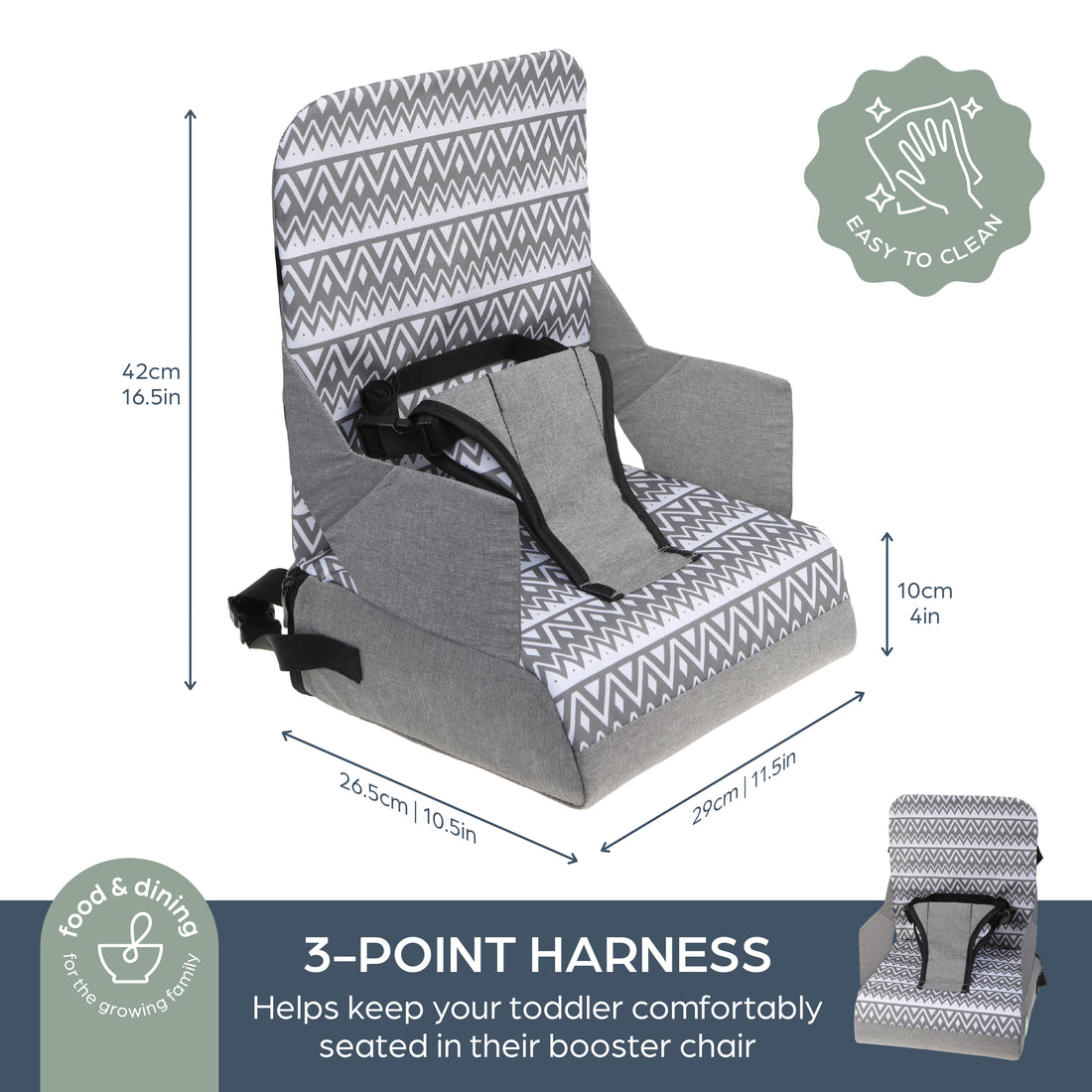 Grab N' Go Booster Seat - Grey ZigZag