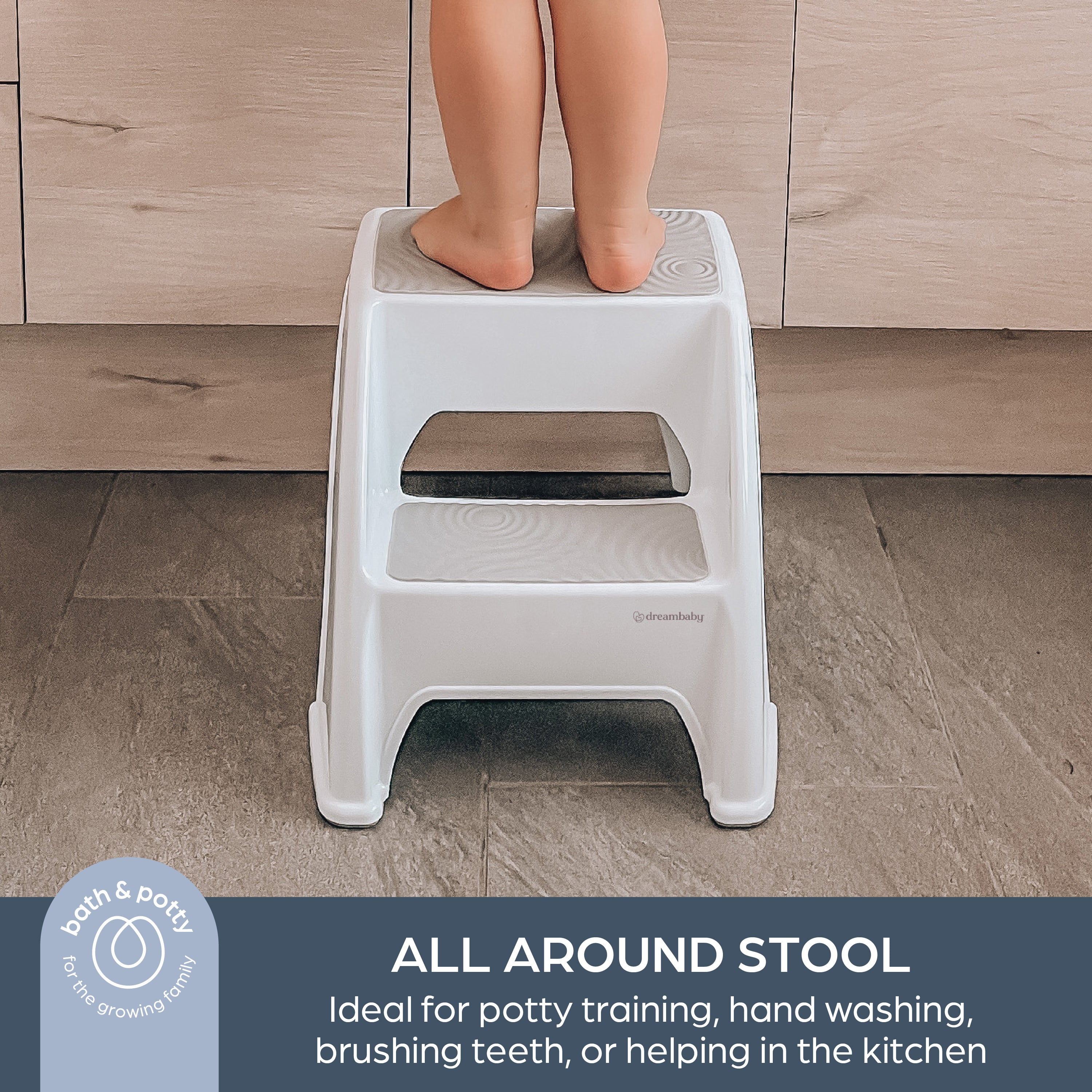 Dreambaby 2-Step Toddler Step Stool | Non-Slip Grey