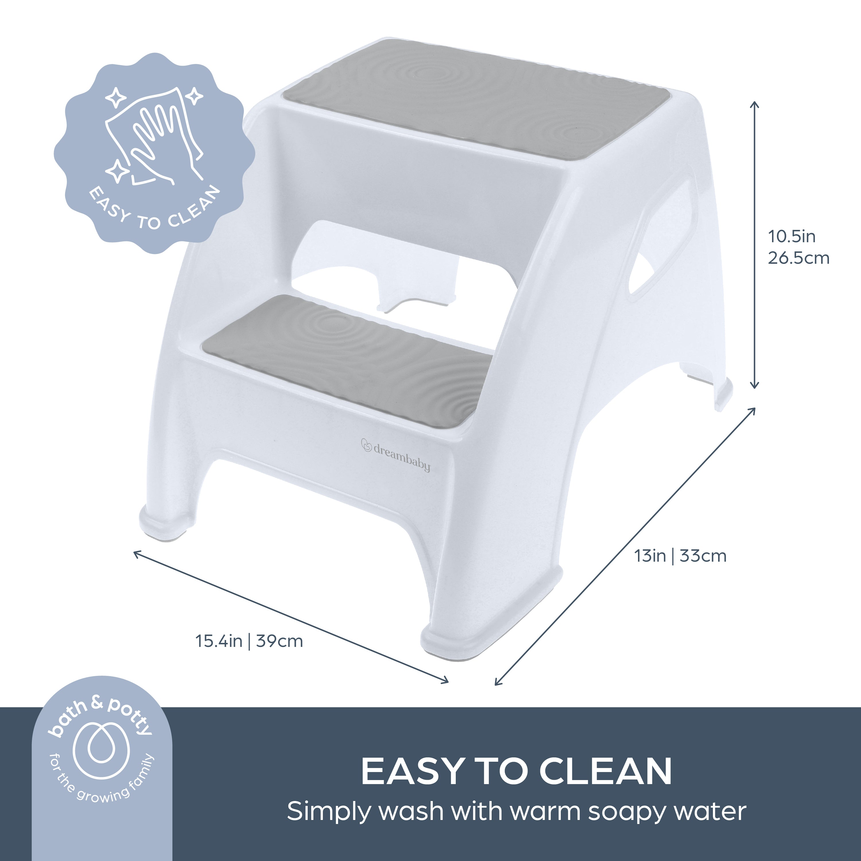 Dreambaby 2-Step Toddler Step Stool | Non-Slip Grey