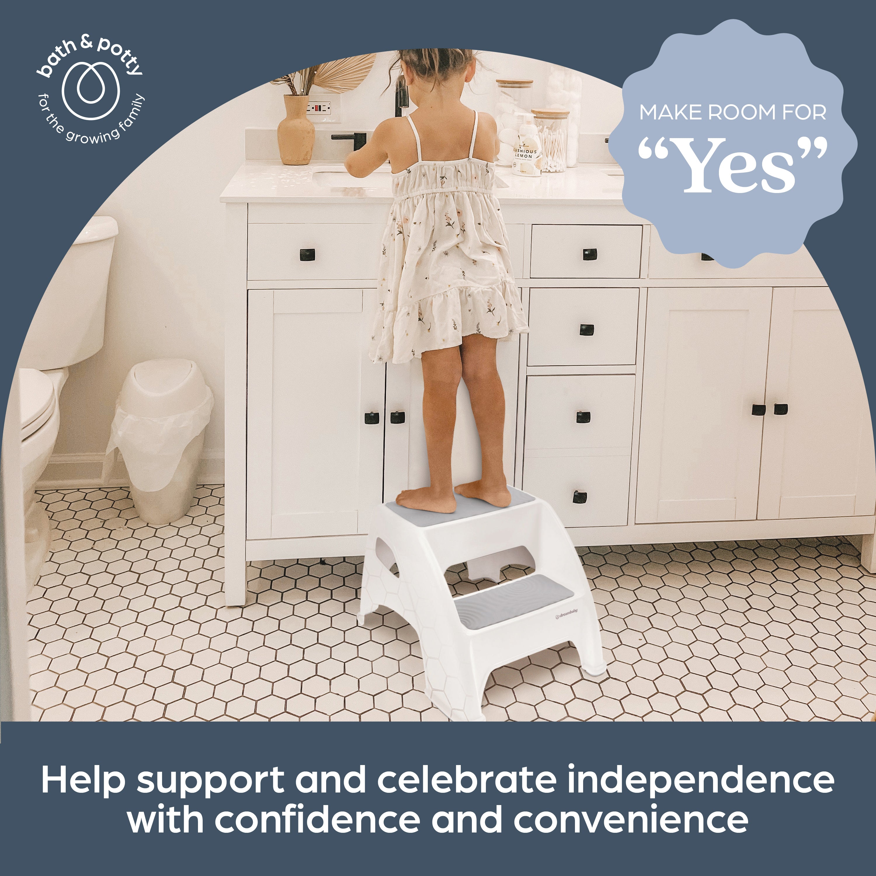 Dreambaby 2-Step Toddler Step Stool | Non-Slip Grey