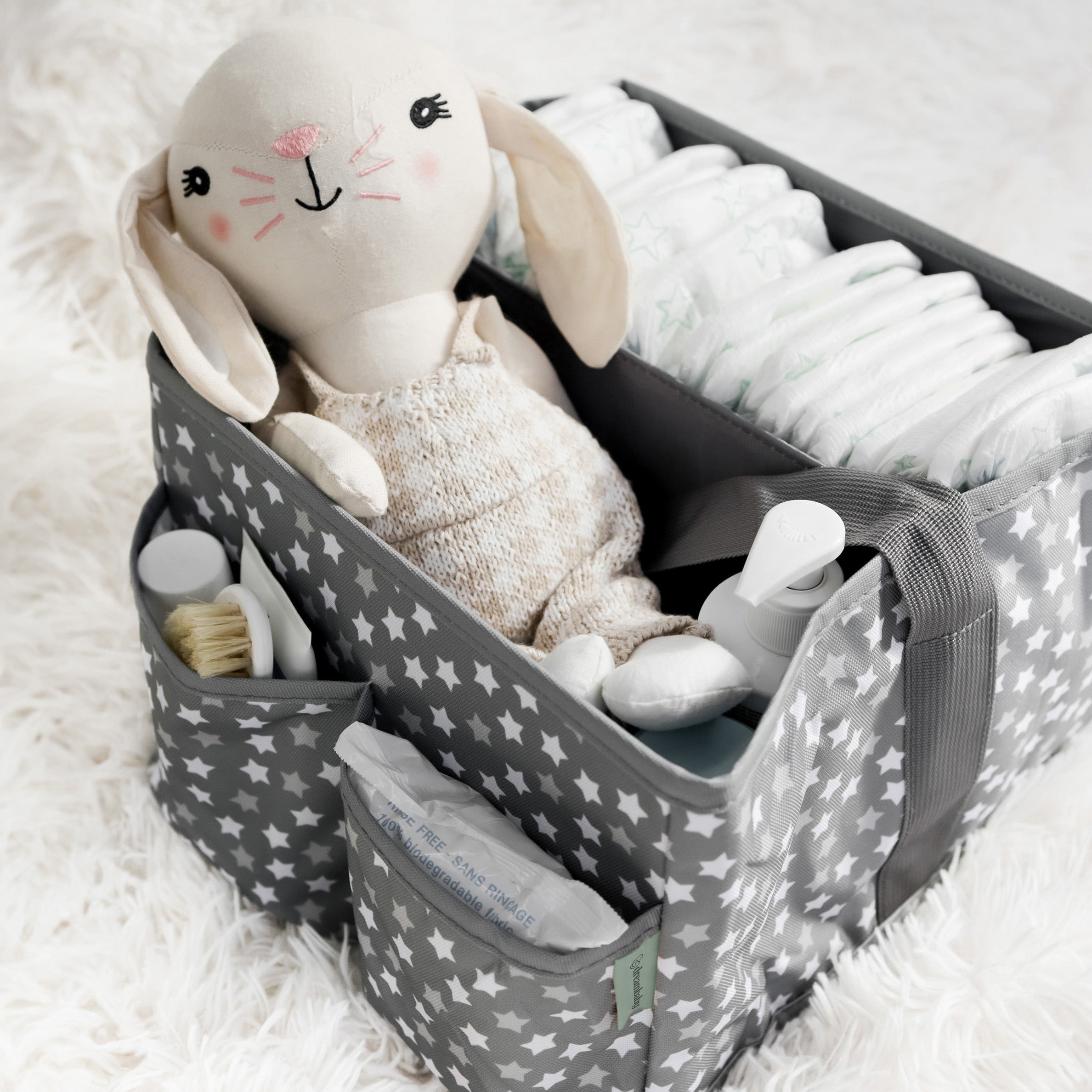 Nappy Caddy/Organiser - Grey Stars