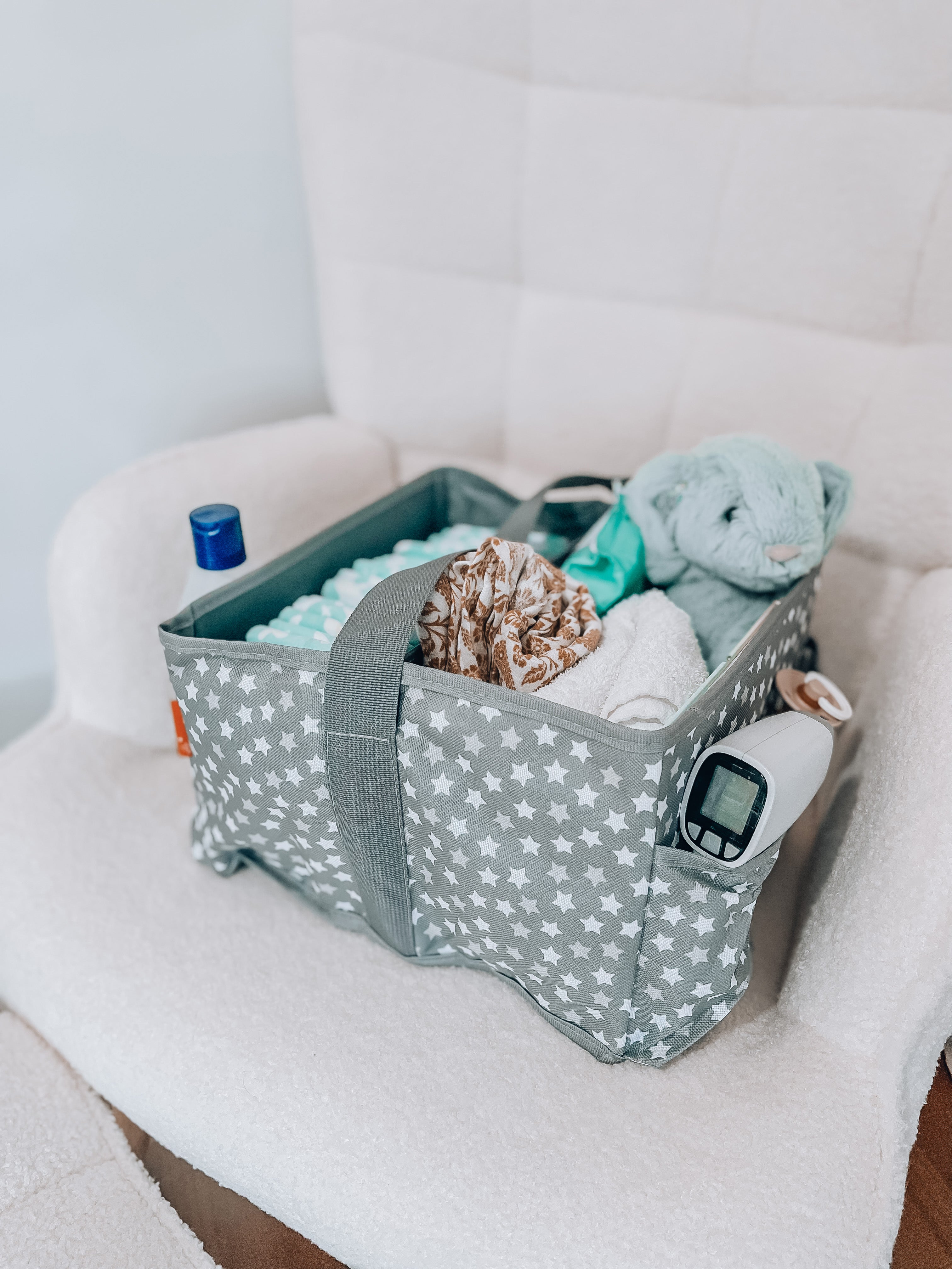 Nappy Caddy/Organiser - Grey Stars