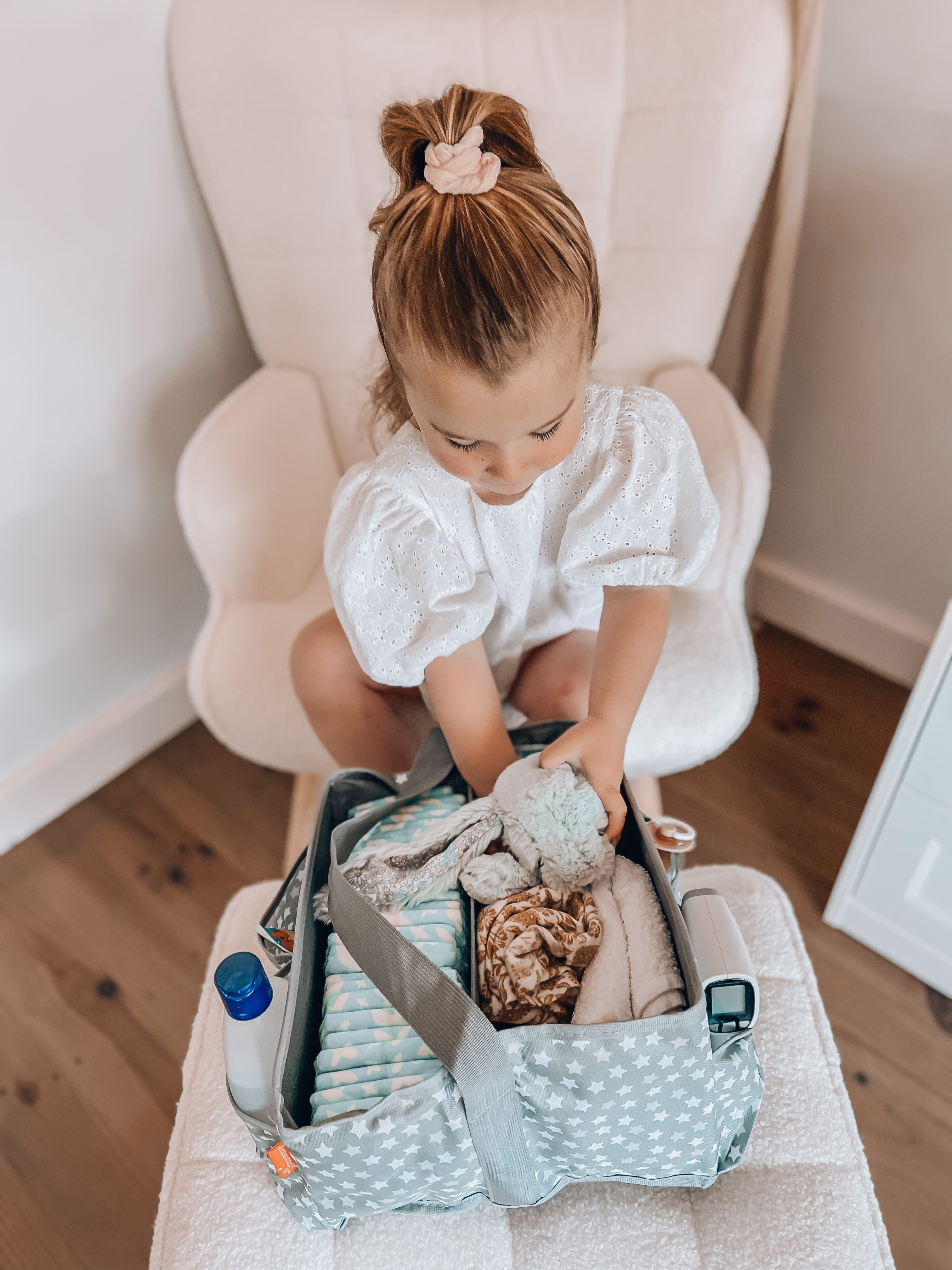 Nappy Caddy/Organiser - Grey Stars