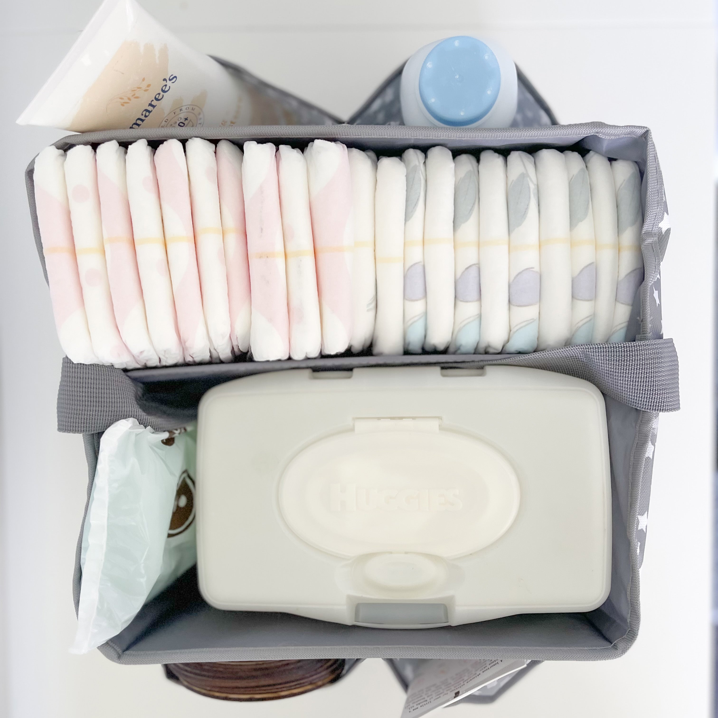 Nappy Caddy/Organiser - Grey Stars