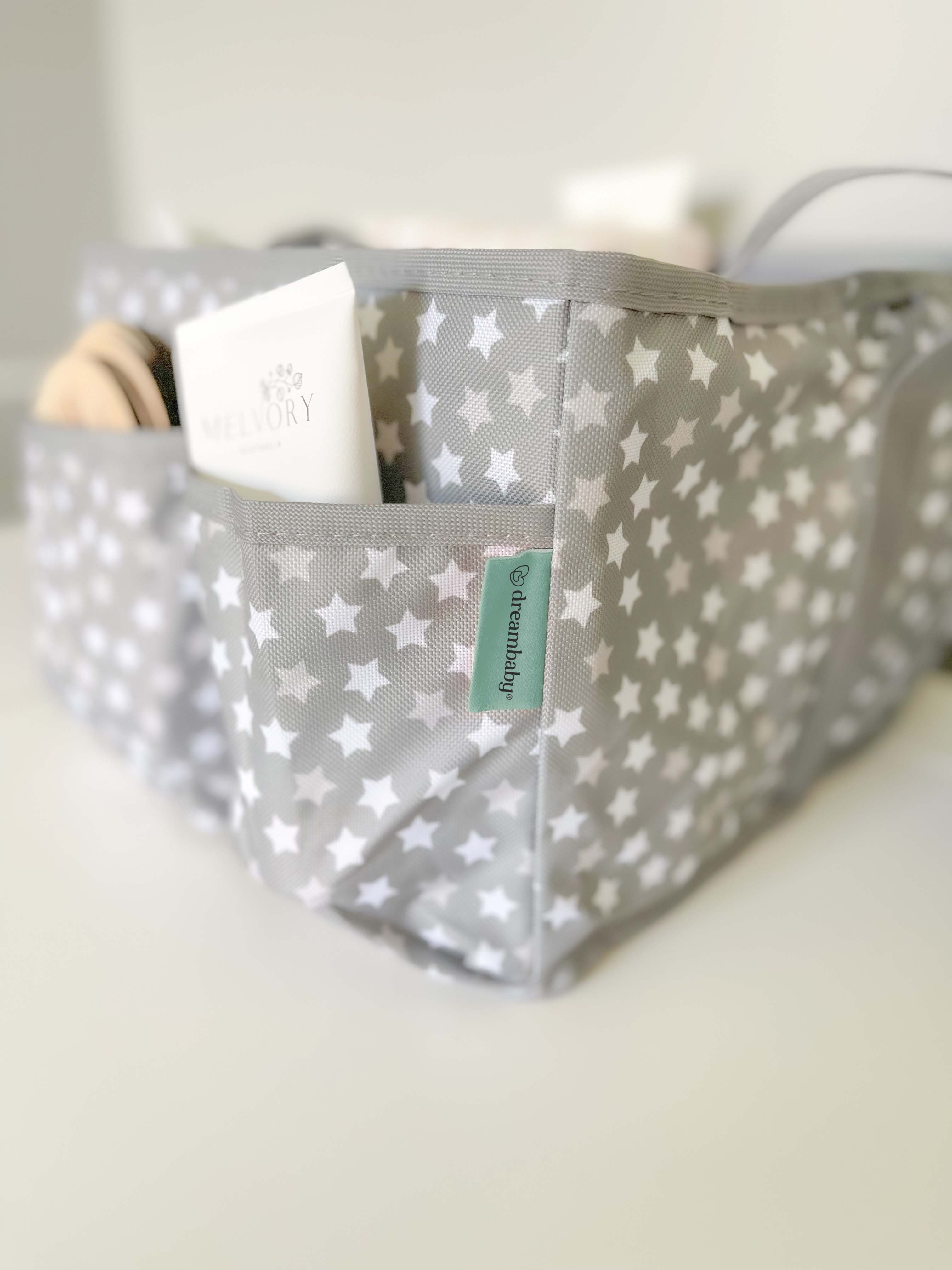 Nappy Caddy/Organiser - Grey Stars