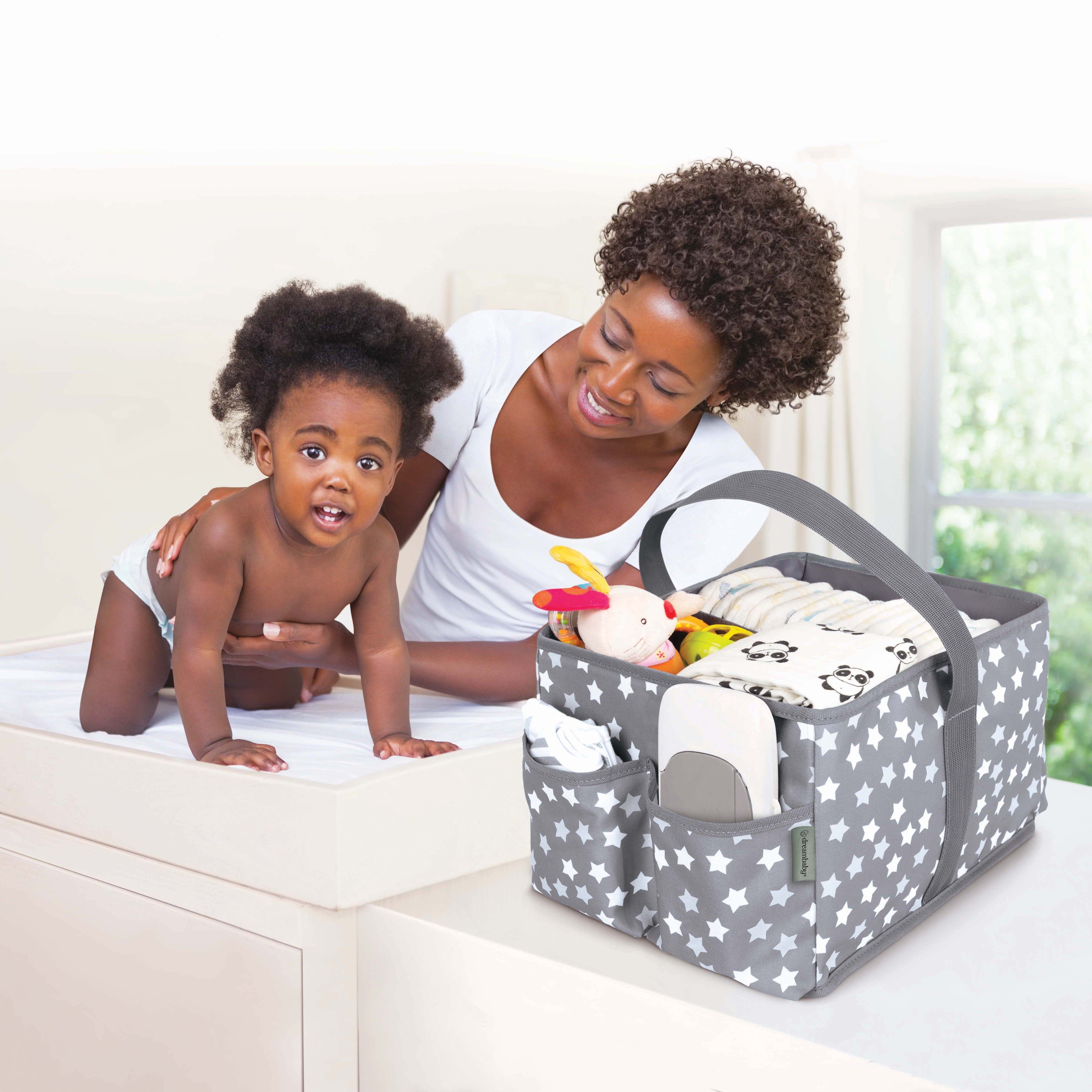 Nappy Caddy/Organiser - Grey Stars