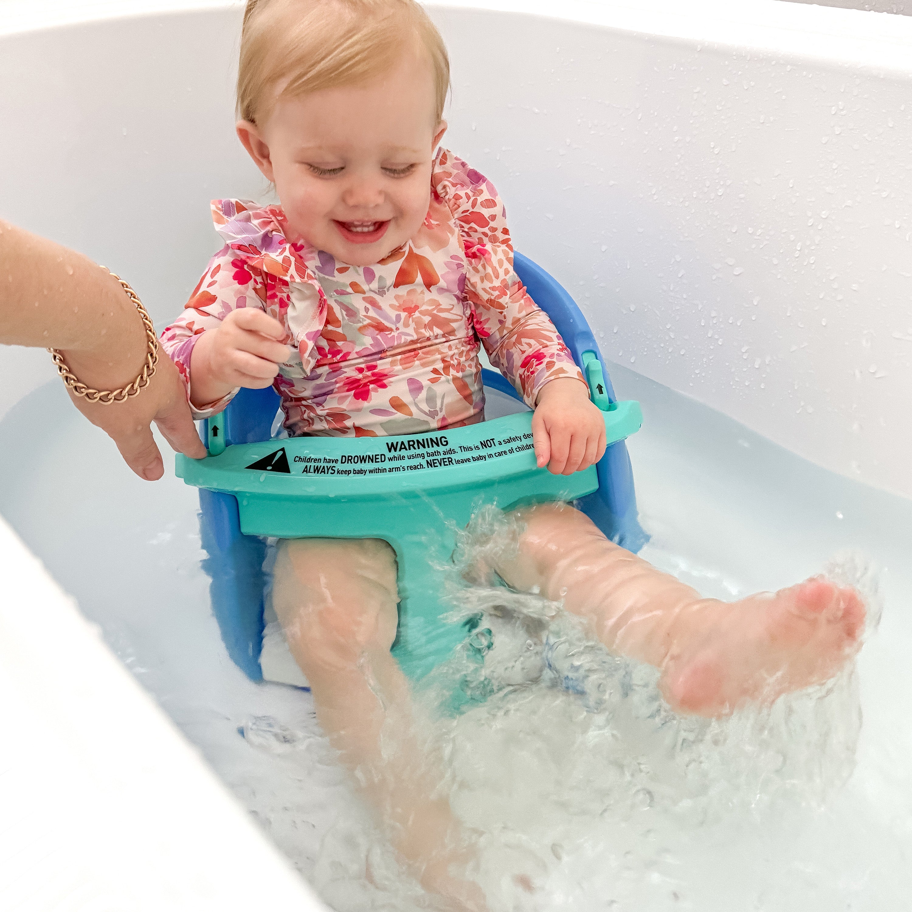 Premium Baby Bath Seat | Non-Slip Suction | Aqua/Blue