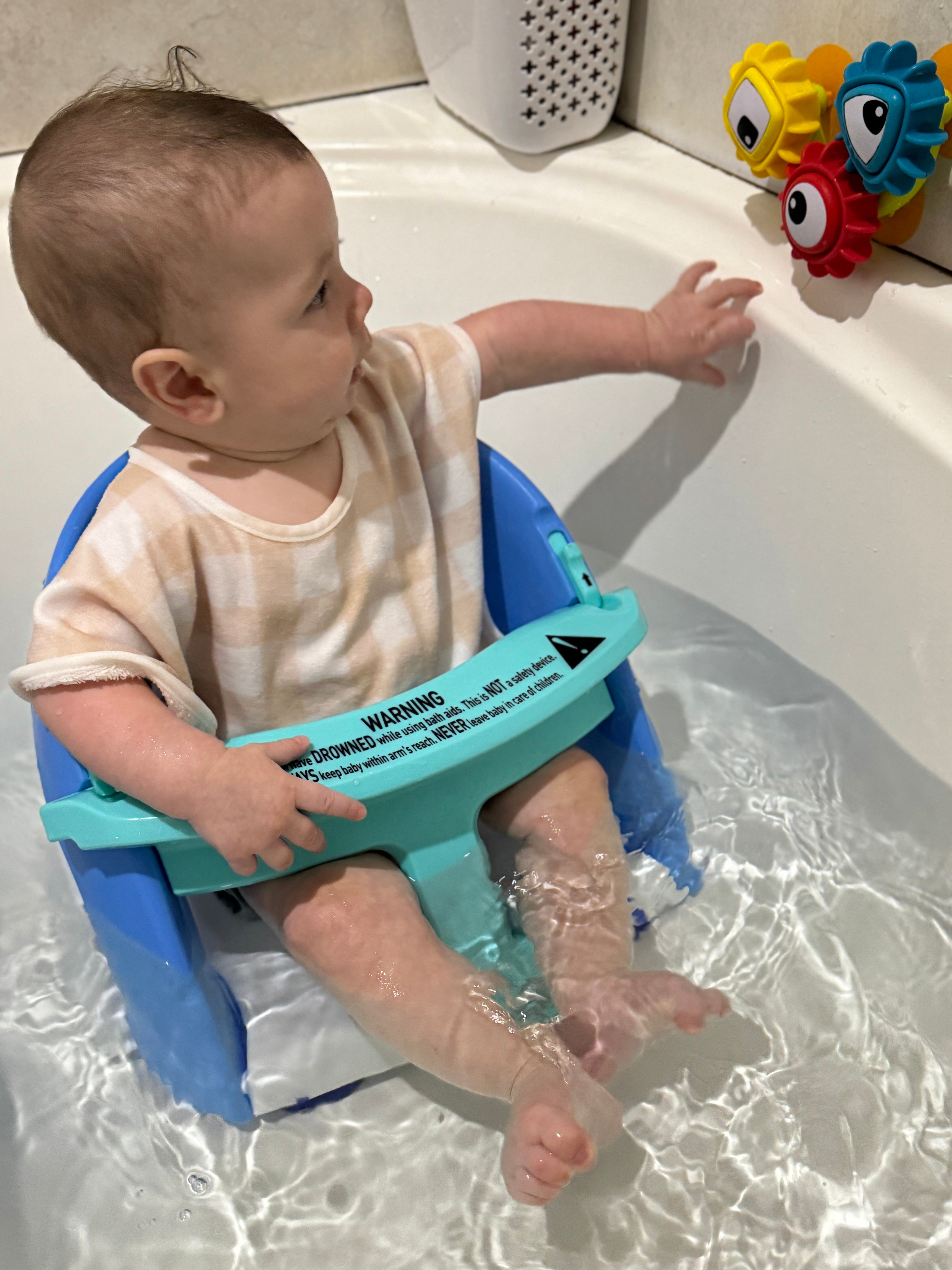 Premium Baby Bath Seat | Non-Slip Suction | Aqua/Blue