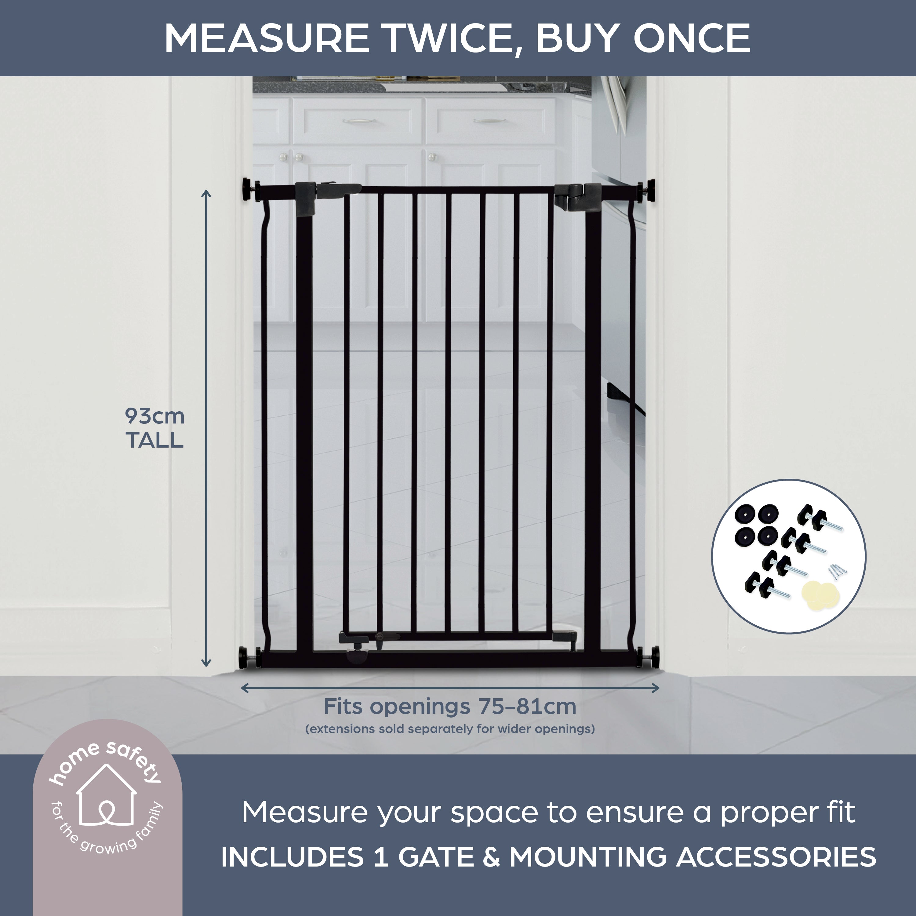 Liberty Tall Stay Open Gate - Black