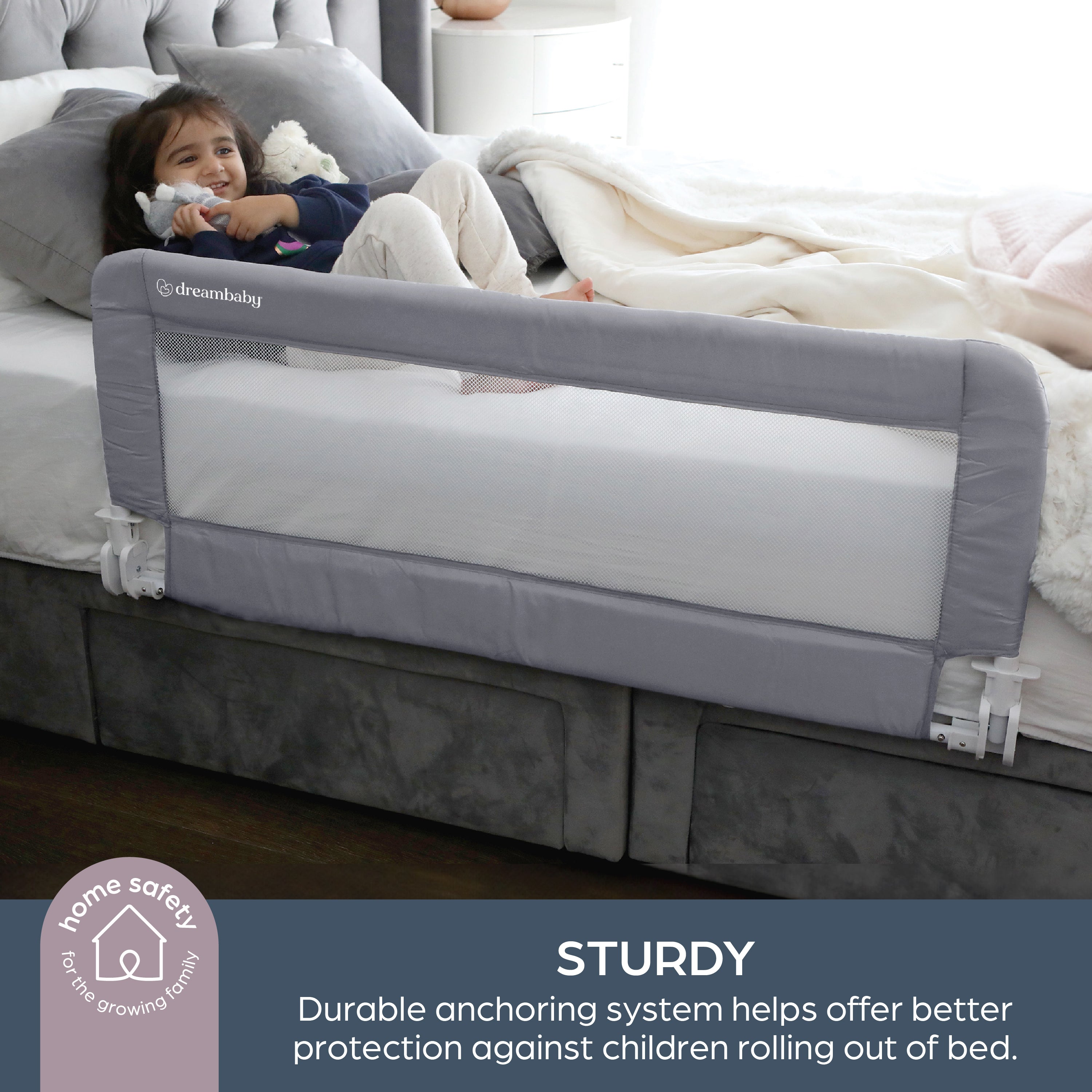 Milan Deluxe Padded Bedrail - Grey
