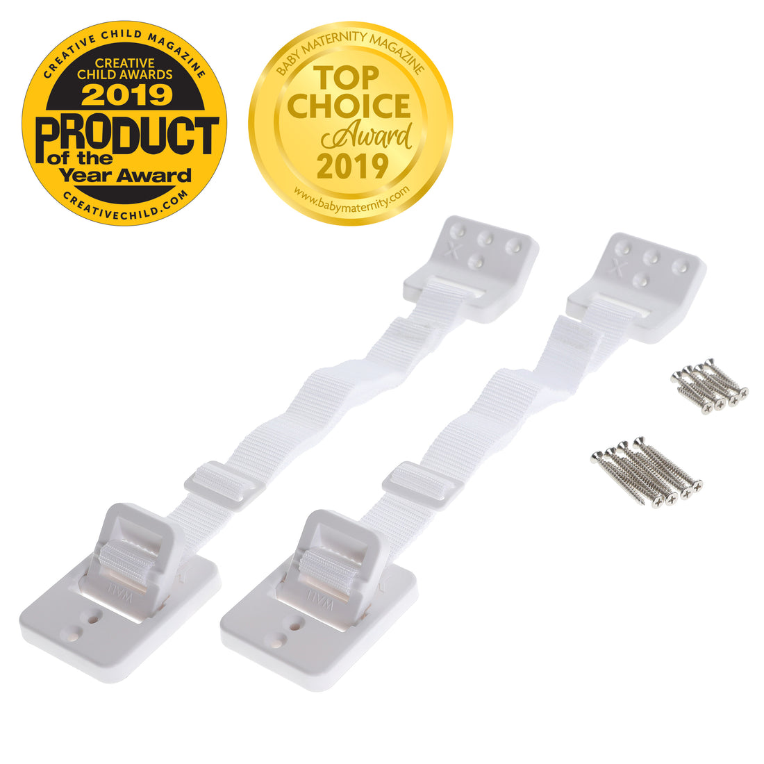 Hinged Furniture Anchors, 2 Pack, White