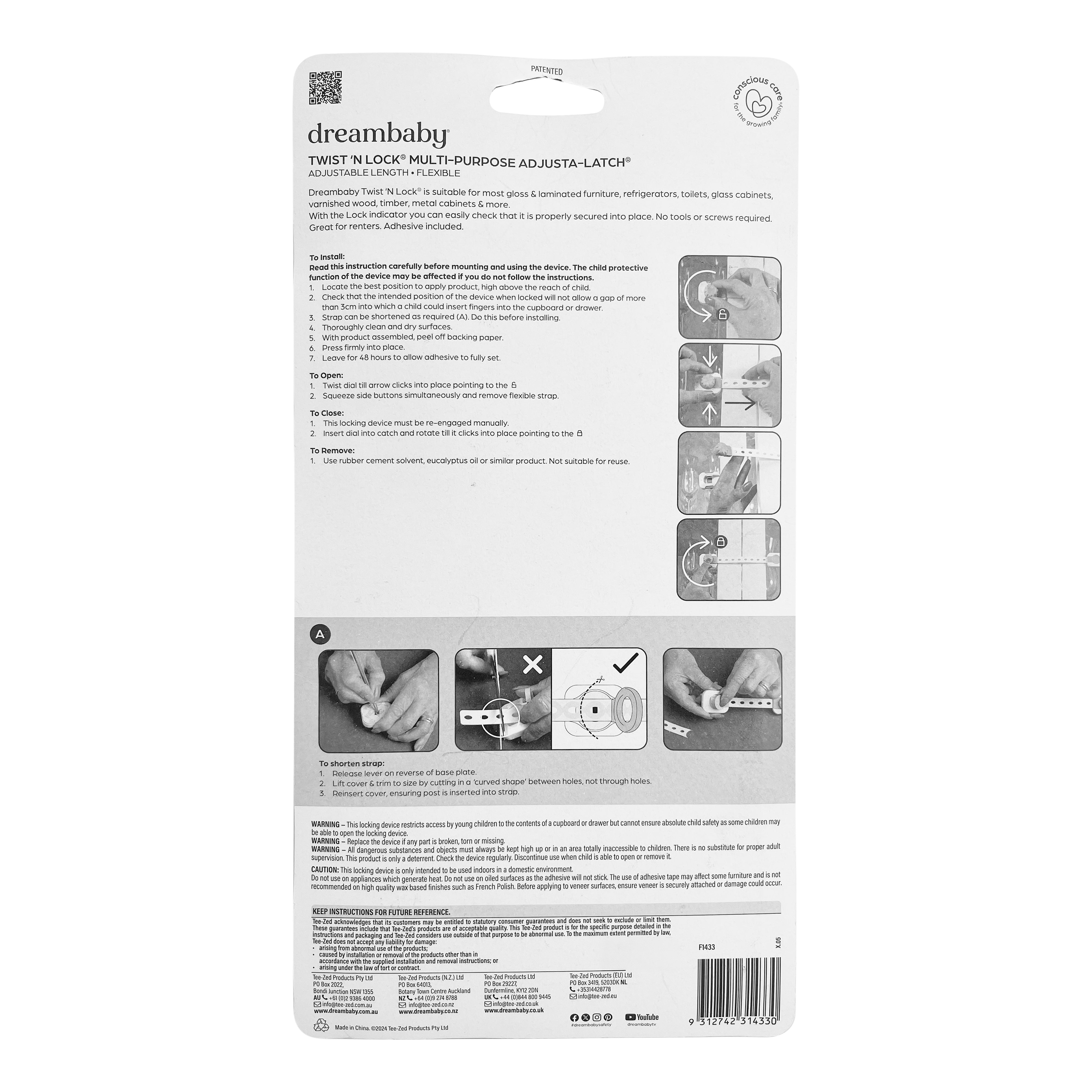 Twist 'N Lock Multi-Purpose Latch 6Pk White