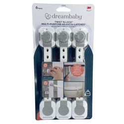 Twist 'N Lock Multi-Purpose Latch 6Pk White/Grey