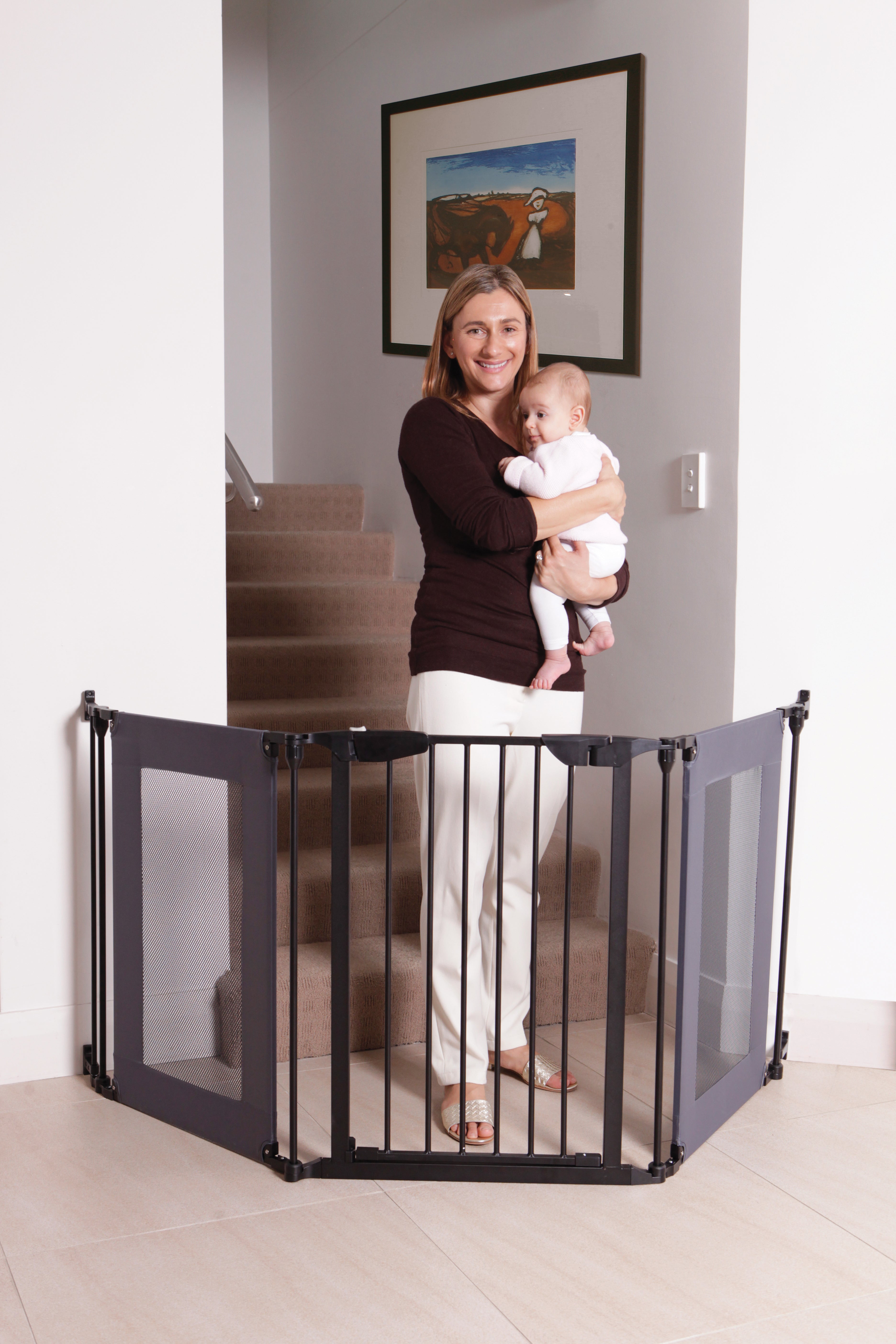 Denver 3 Panel Adapta-Gate® - Black with Grey Mesh Panels