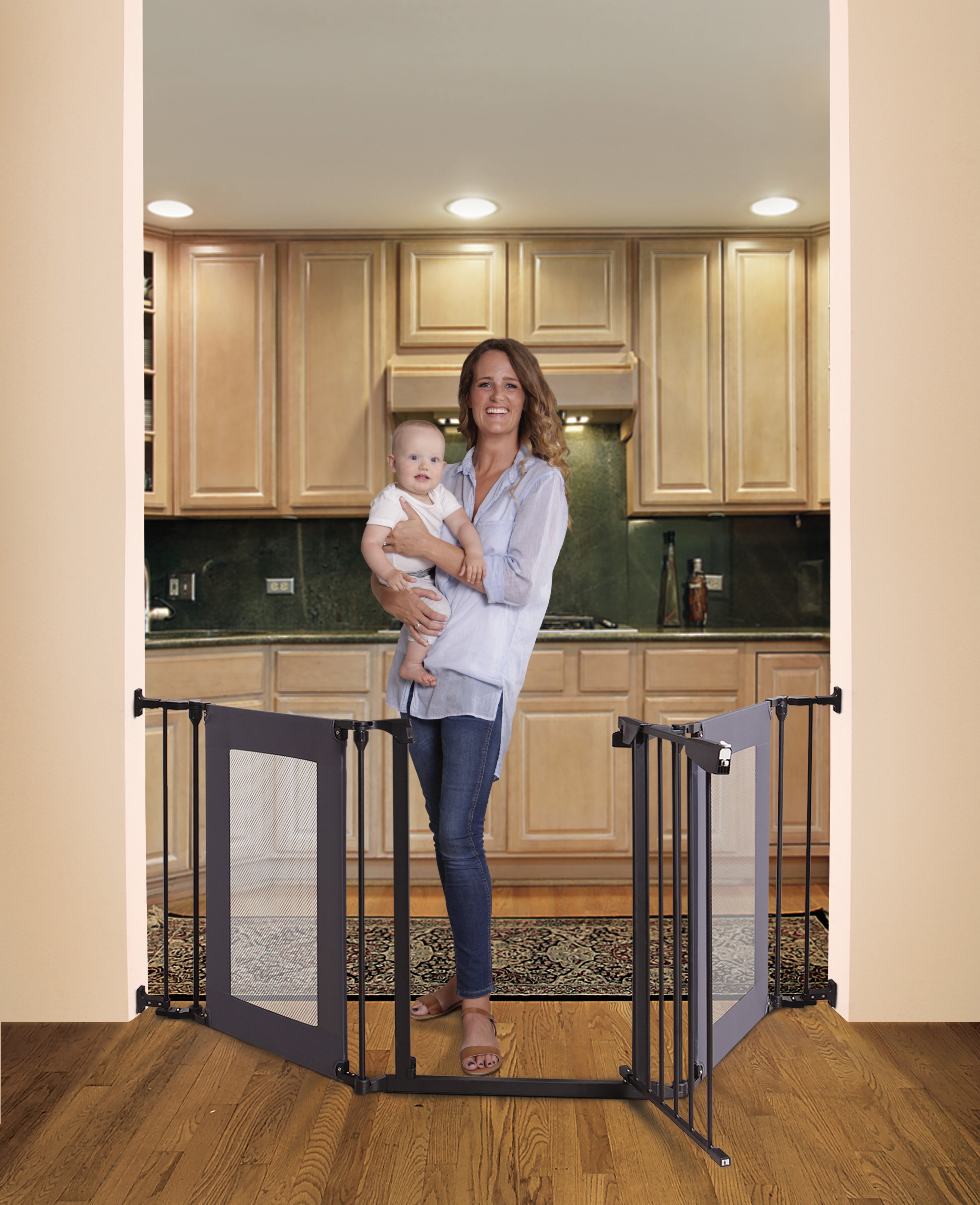 Denver 3 Panel Adapta-Gate® - Black with Grey Mesh Panels