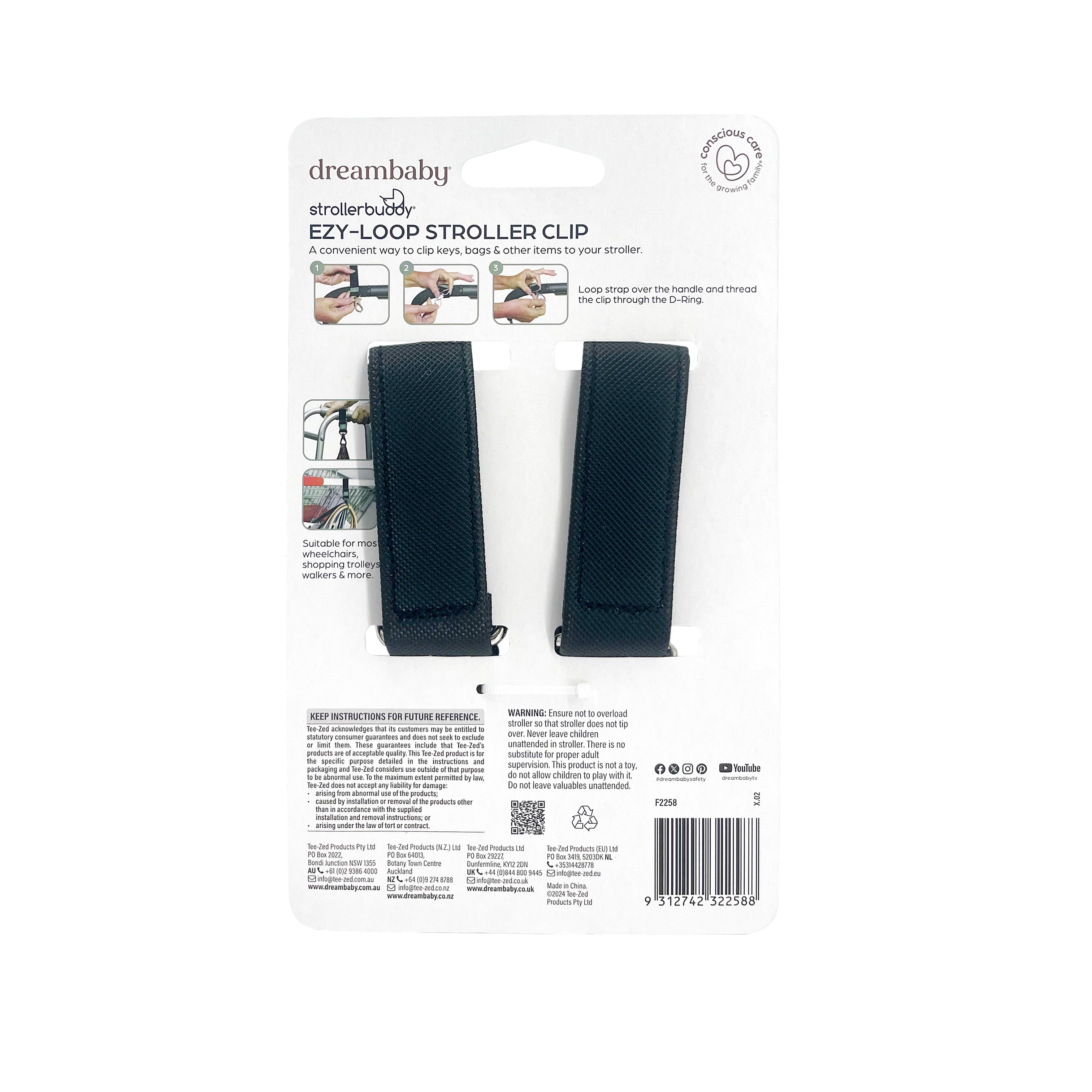 Strollerbuddy 2 Ezy-Loop Stroller Clips