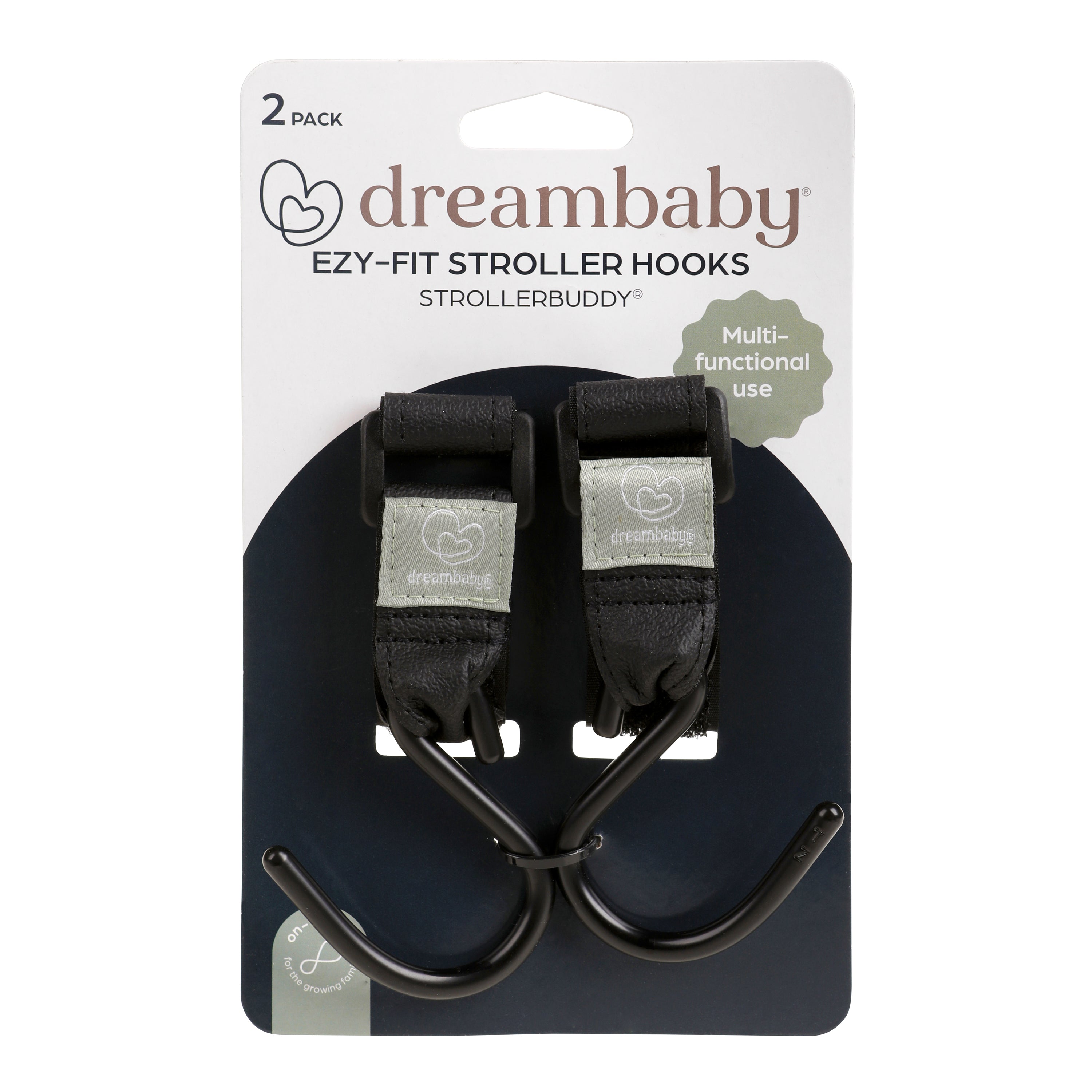 Strollerbuddy¨ Ezy-Fit Stroller Hooks 2 Pack - Black