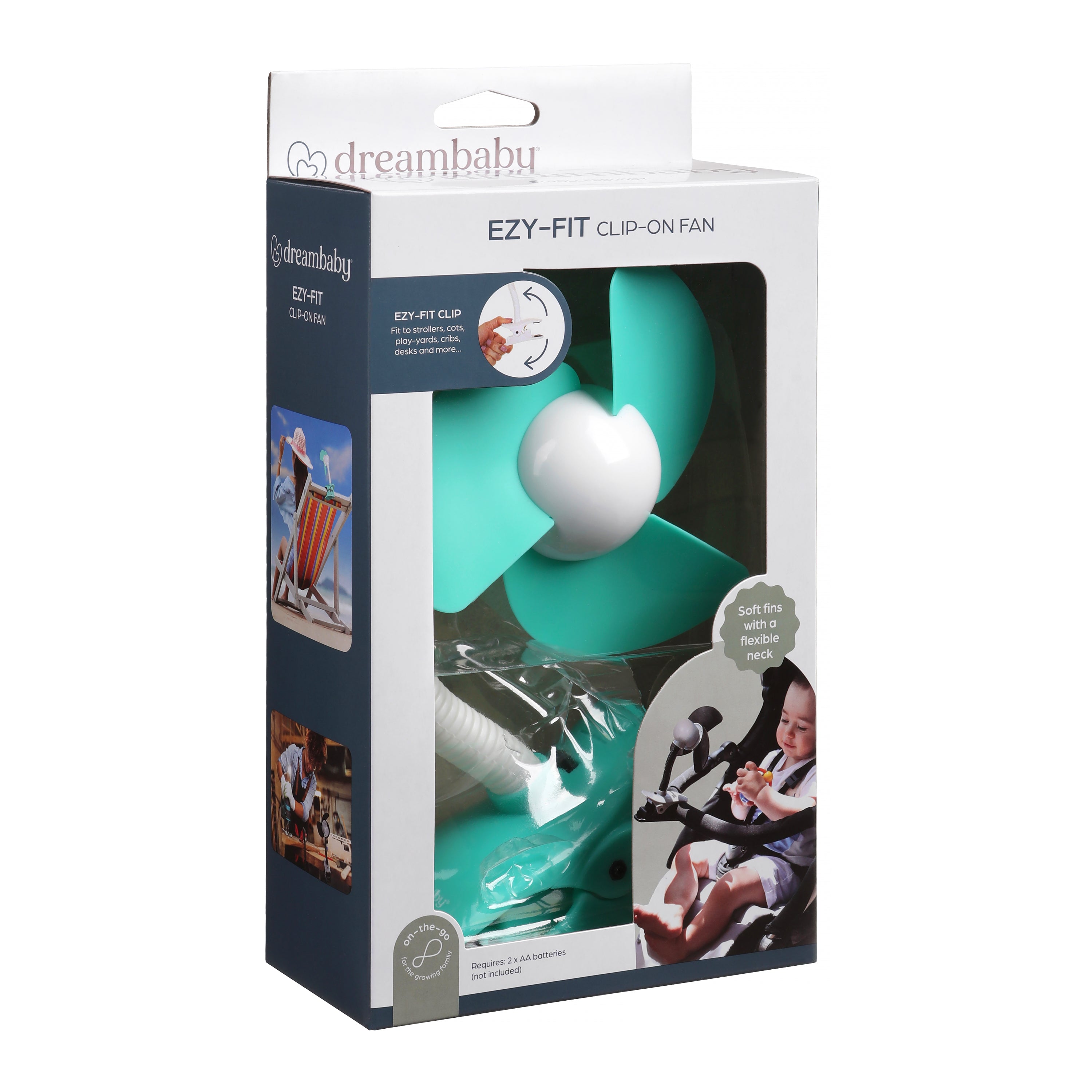 Strollerbuddy Ezy-Fit Clip-On Fan - Aqua (Pms2277C)