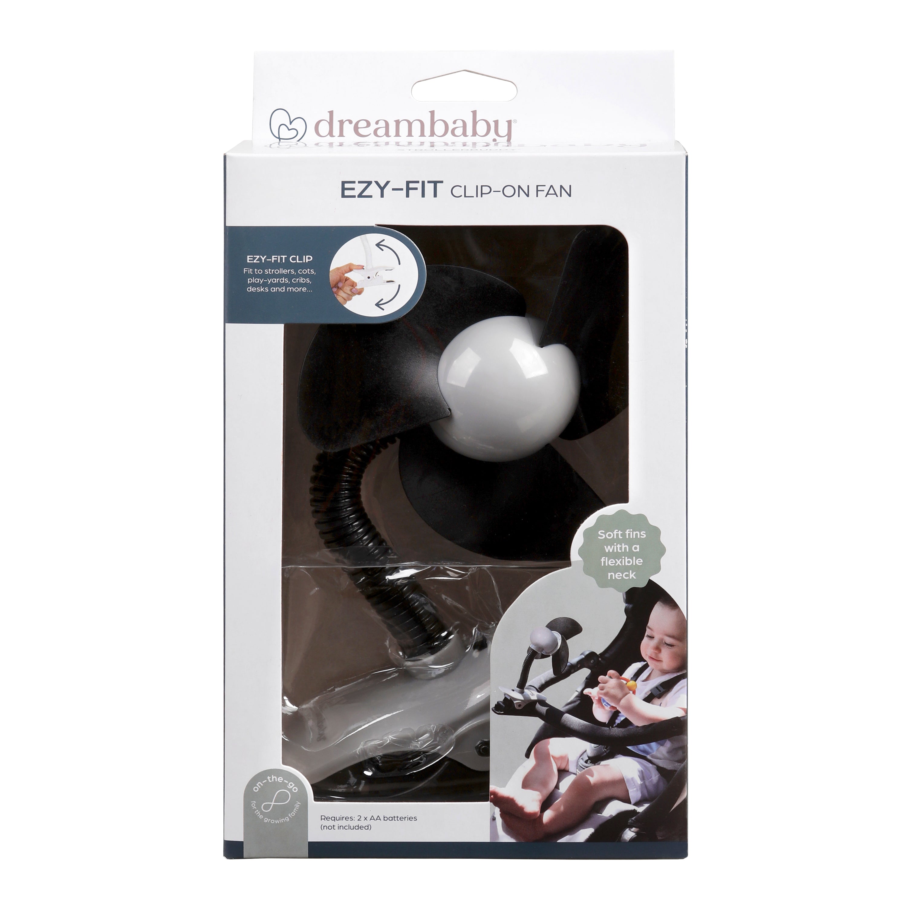 Ezy-Fit Clip-On Fan - Black With Grey