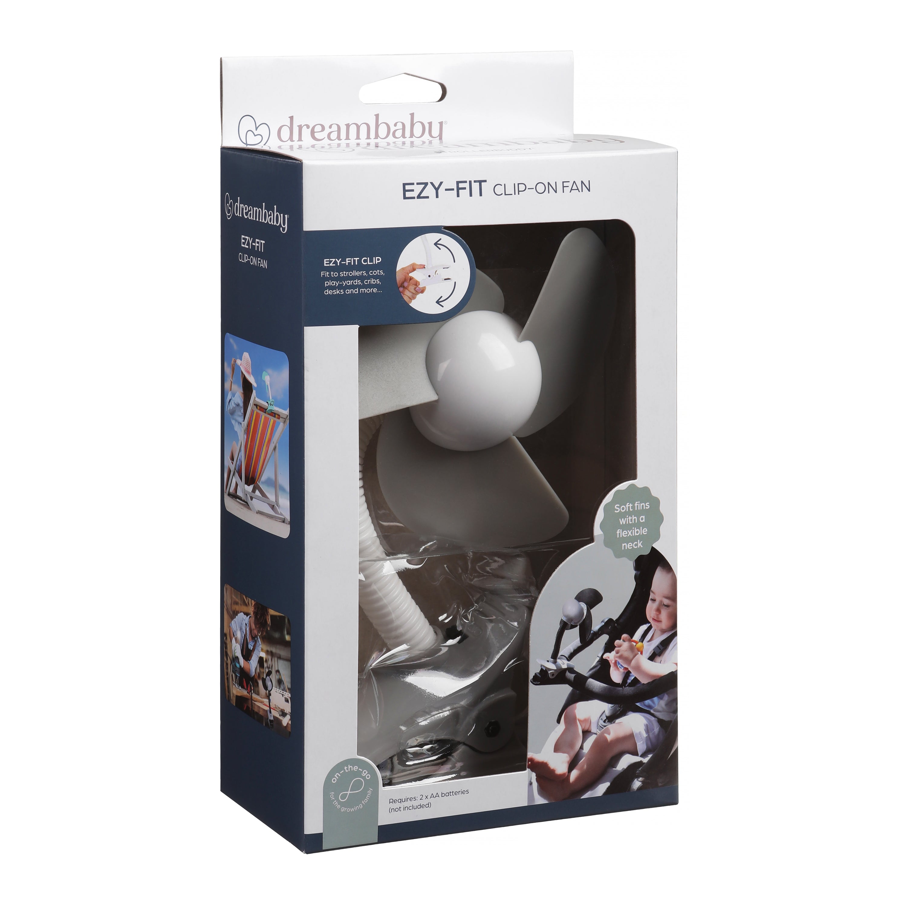 Dreambaby Ezy-Fit Clip-On Fan - Grey & White