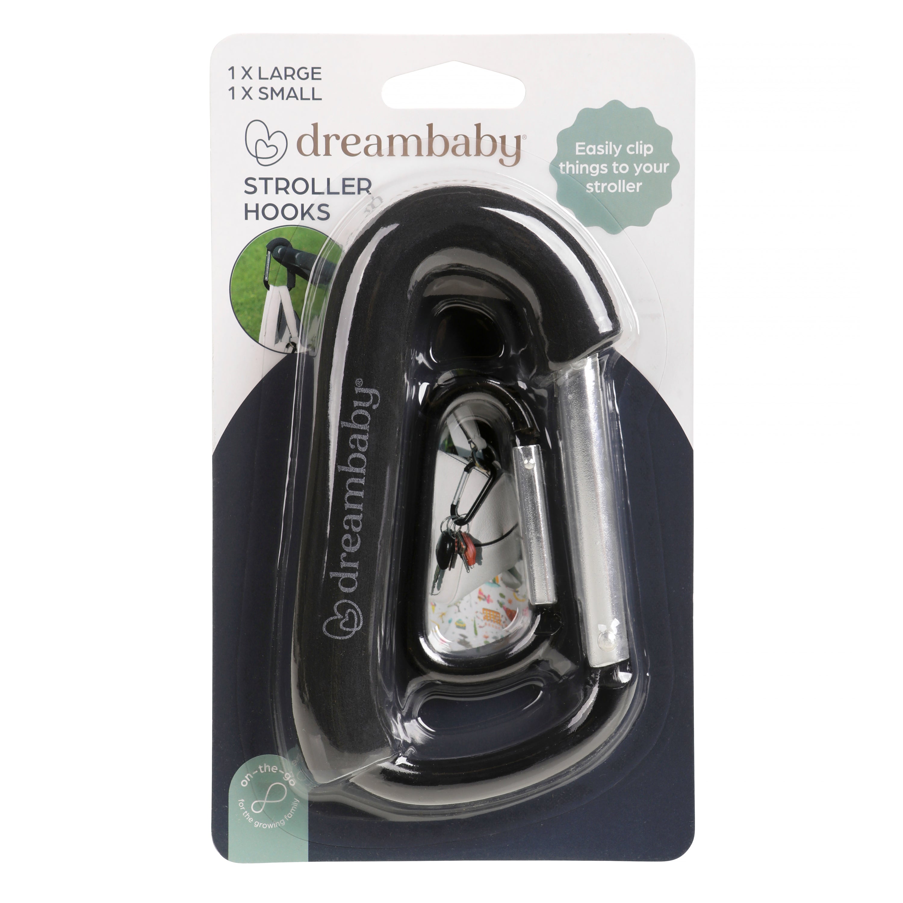Stroller Hook - 1 Large & 1 Small, 2 Pack (Long Foam)