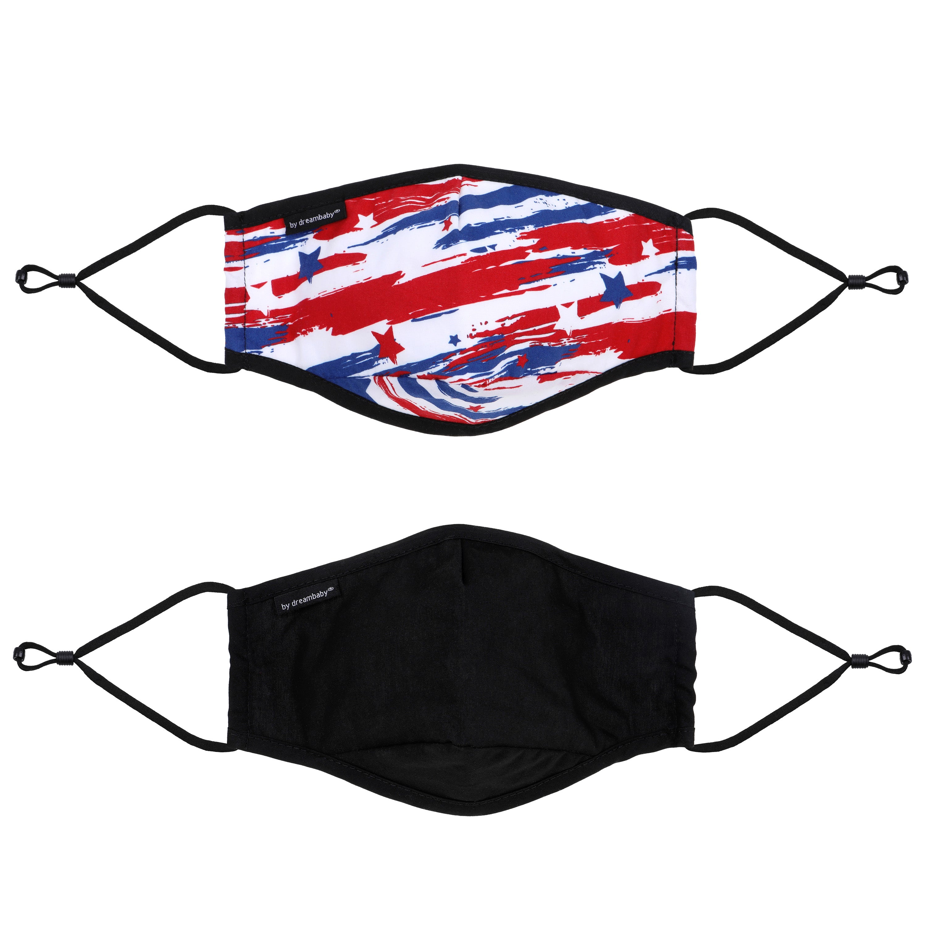 Reusable Face Masks 2 Pack - Adult - Stars & Stripes + Black