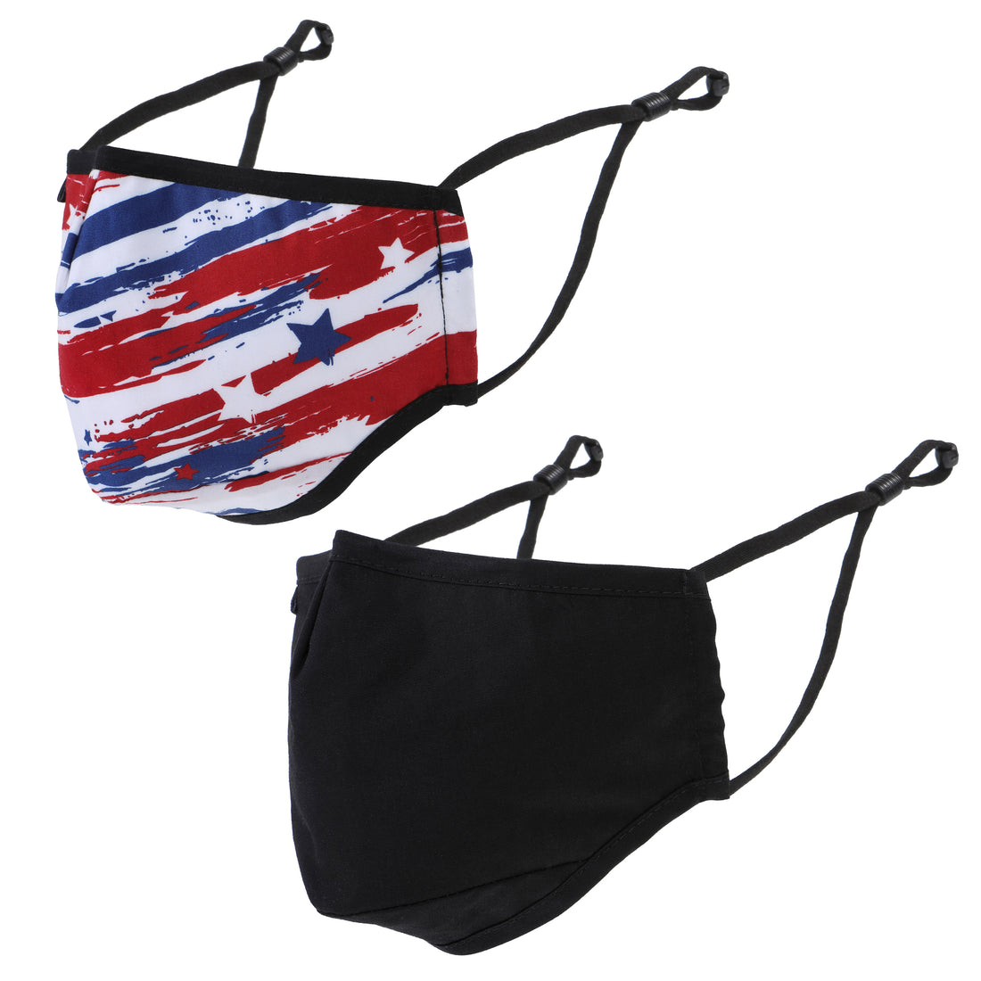 Reusable Face Masks 2 Pack - Adult - Stars & Stripes + Black