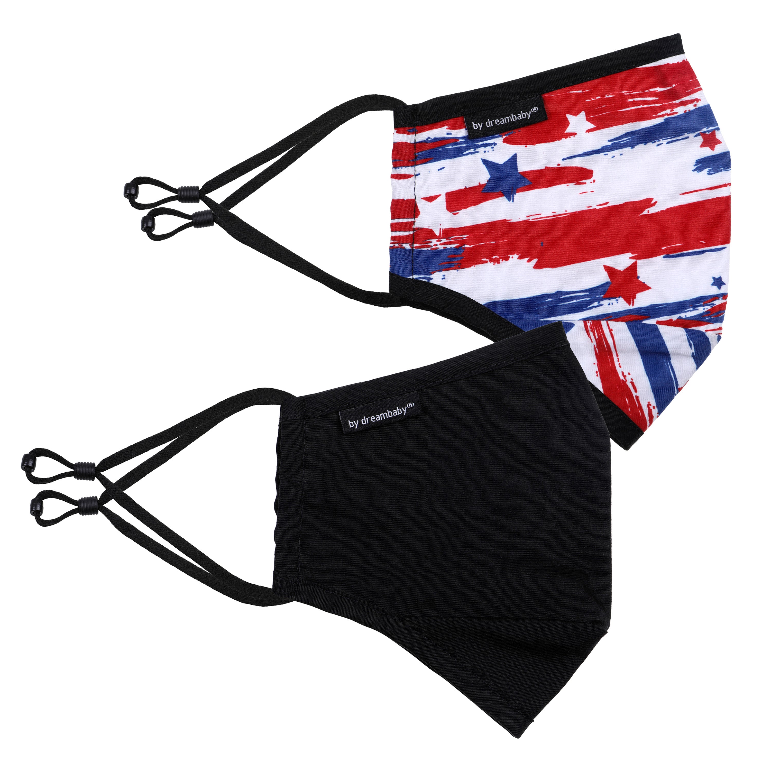 Reusable Face Masks 2 Pack - Adult - Stars & Stripes + Black