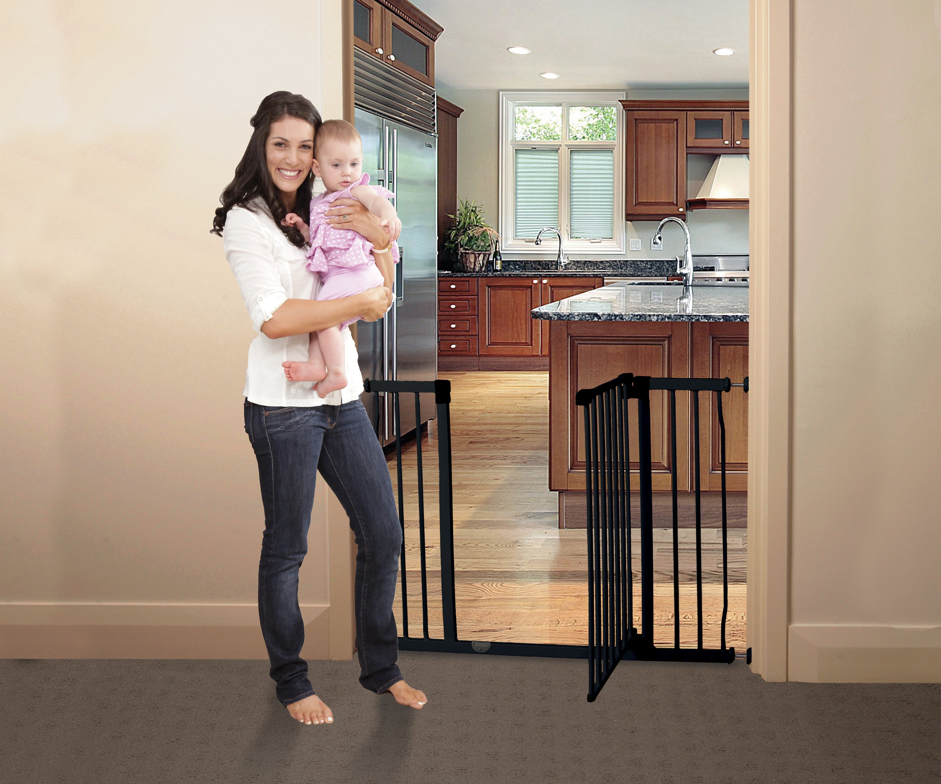 Liberty Security Gate With Smart Stay-Open Feature- Black