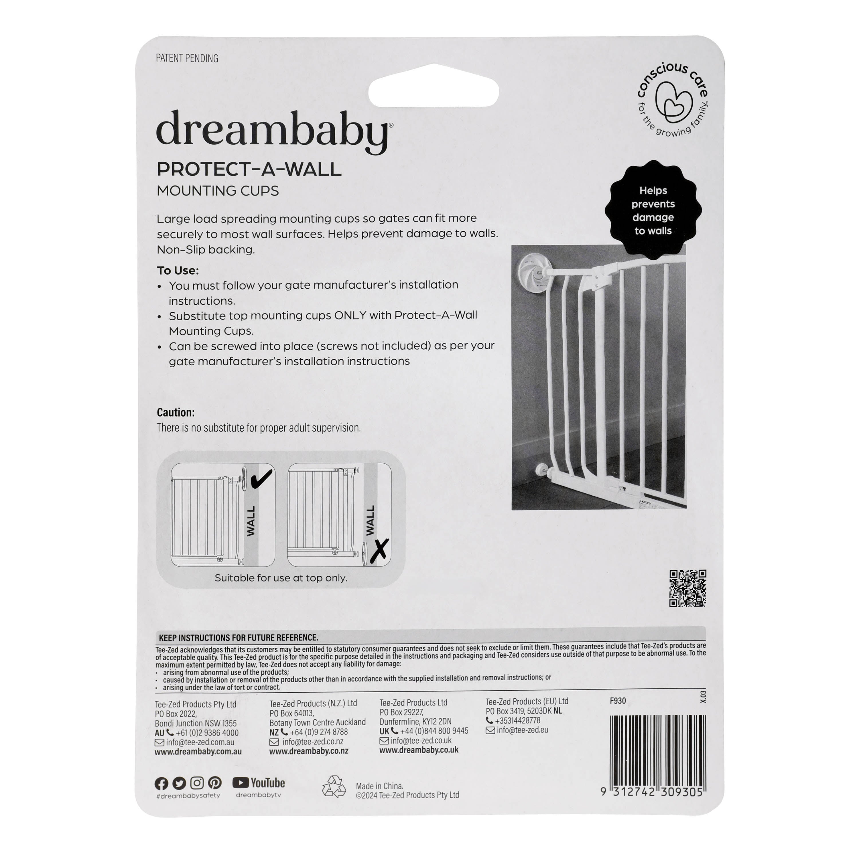 Dreambaby Protect-A-Wall® Mounting Cups - 2 Pack
