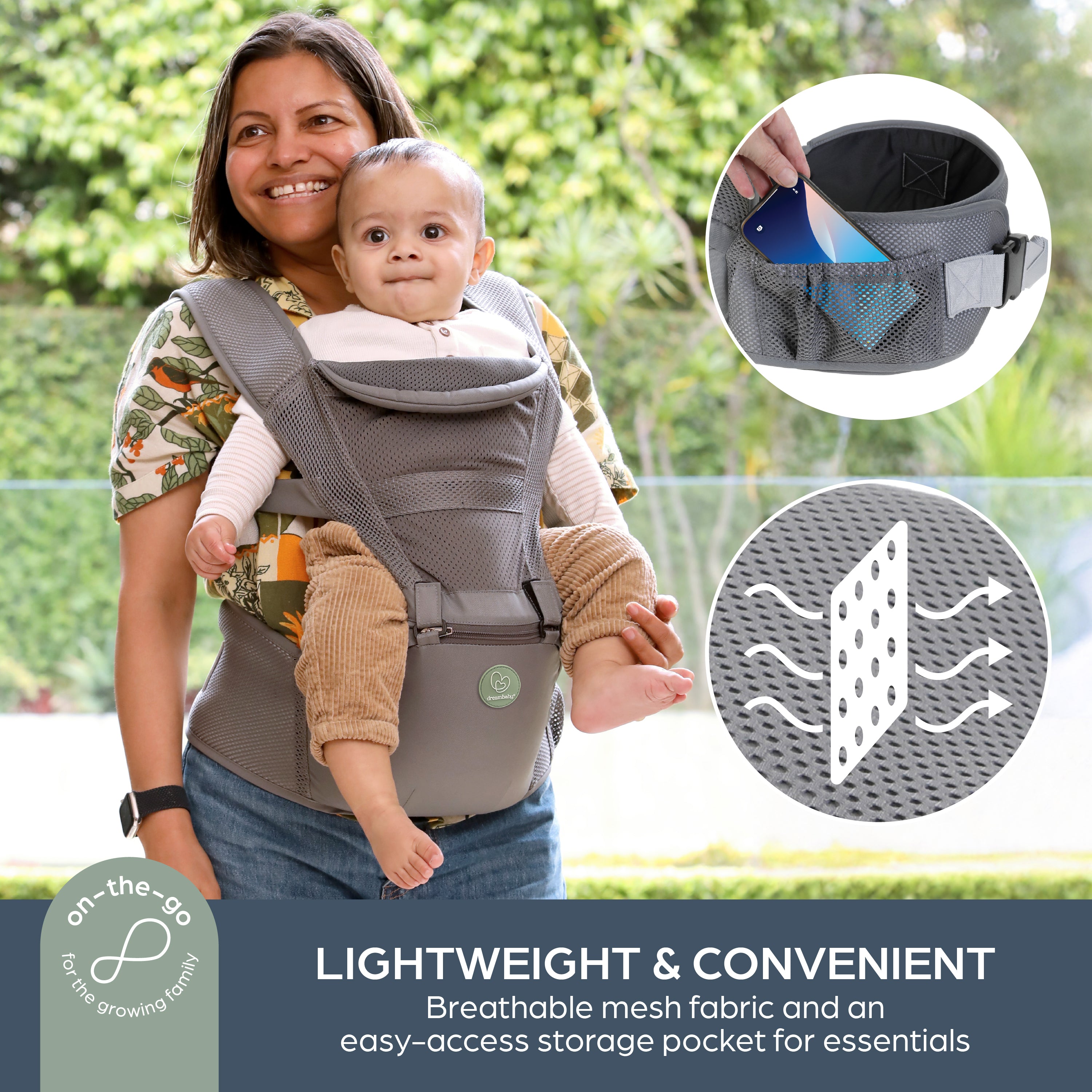 Elevate Multi-Functional Baby Carrier with Hip Seat – Grey