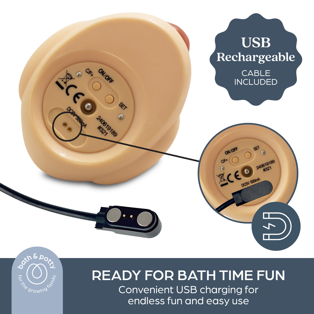 Room & Bath USB Thermometer Duck Peach