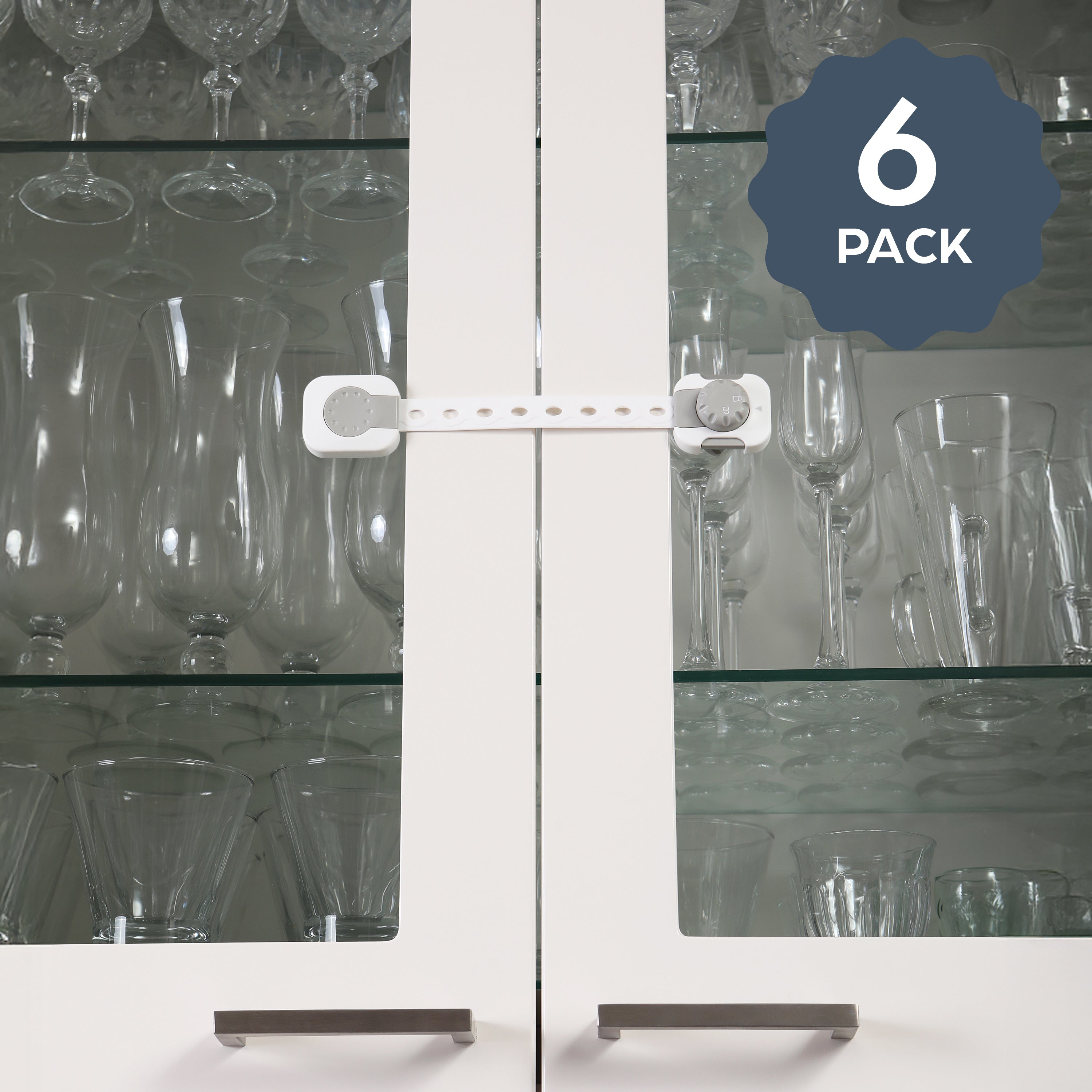 Twist 'N Lock Multi-Purpose Latch White/Grey Polybag 6 Pack