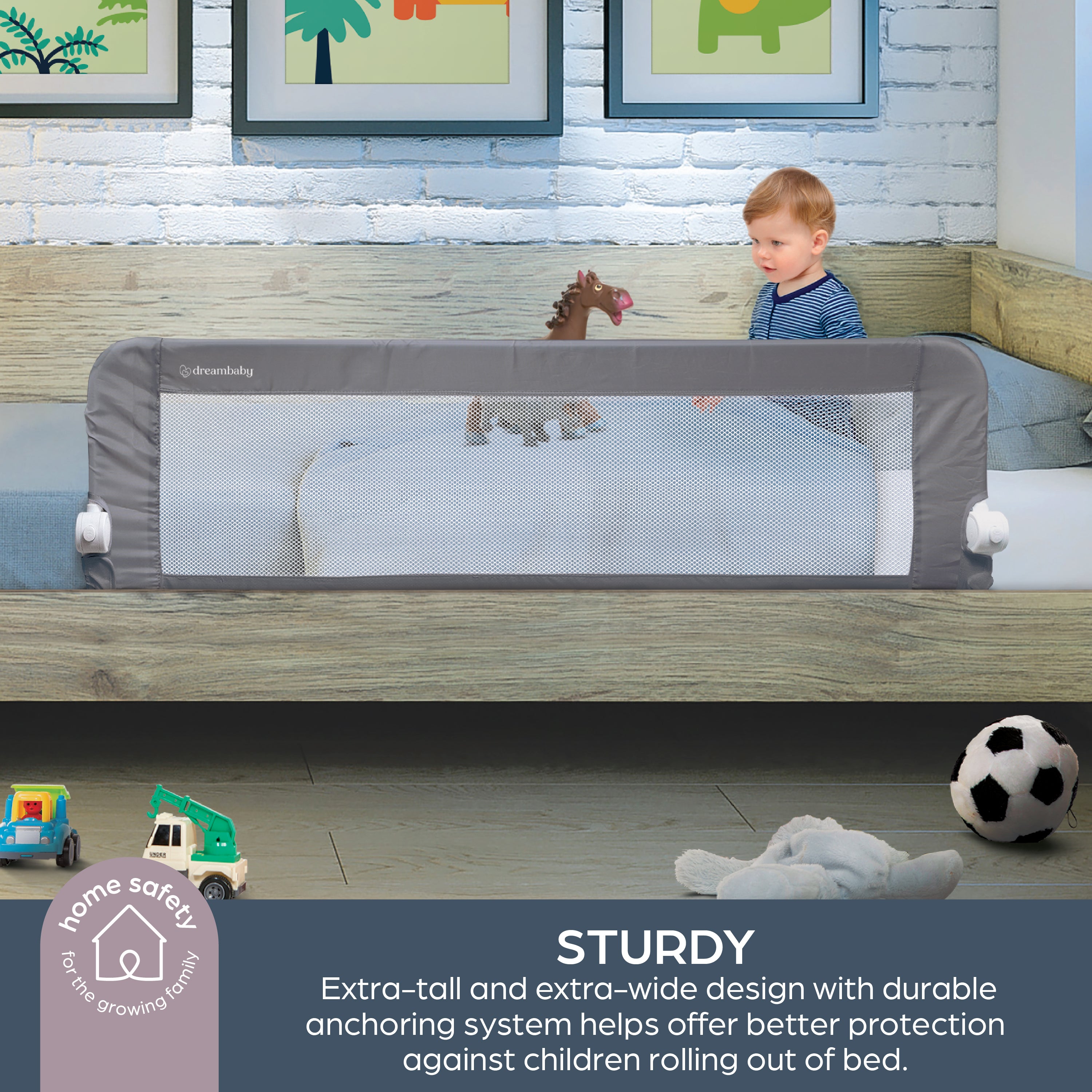 Nicole Xtra-Wide Bed Rail - Grey