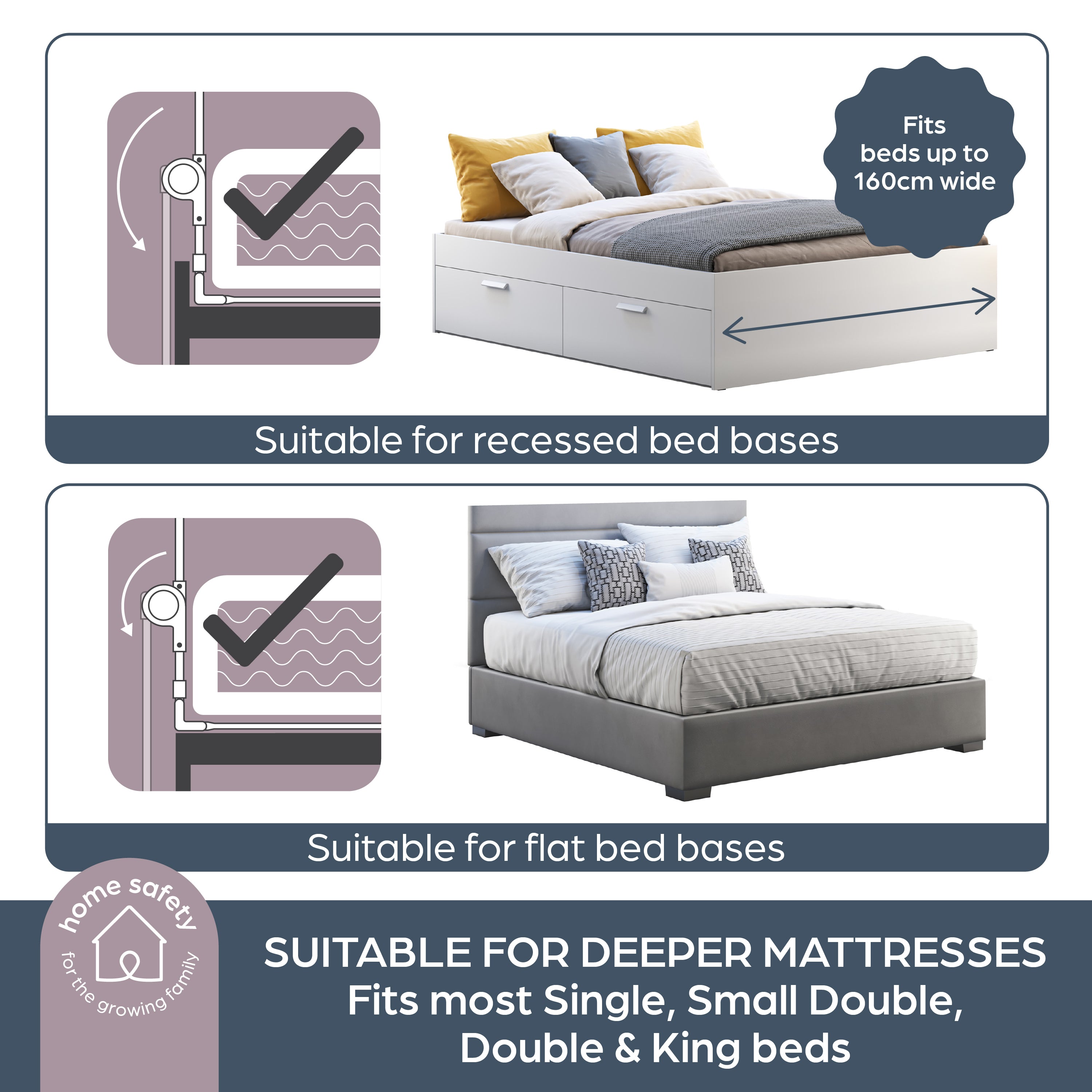 Nicole Xtra-Wide Bed Rail - White