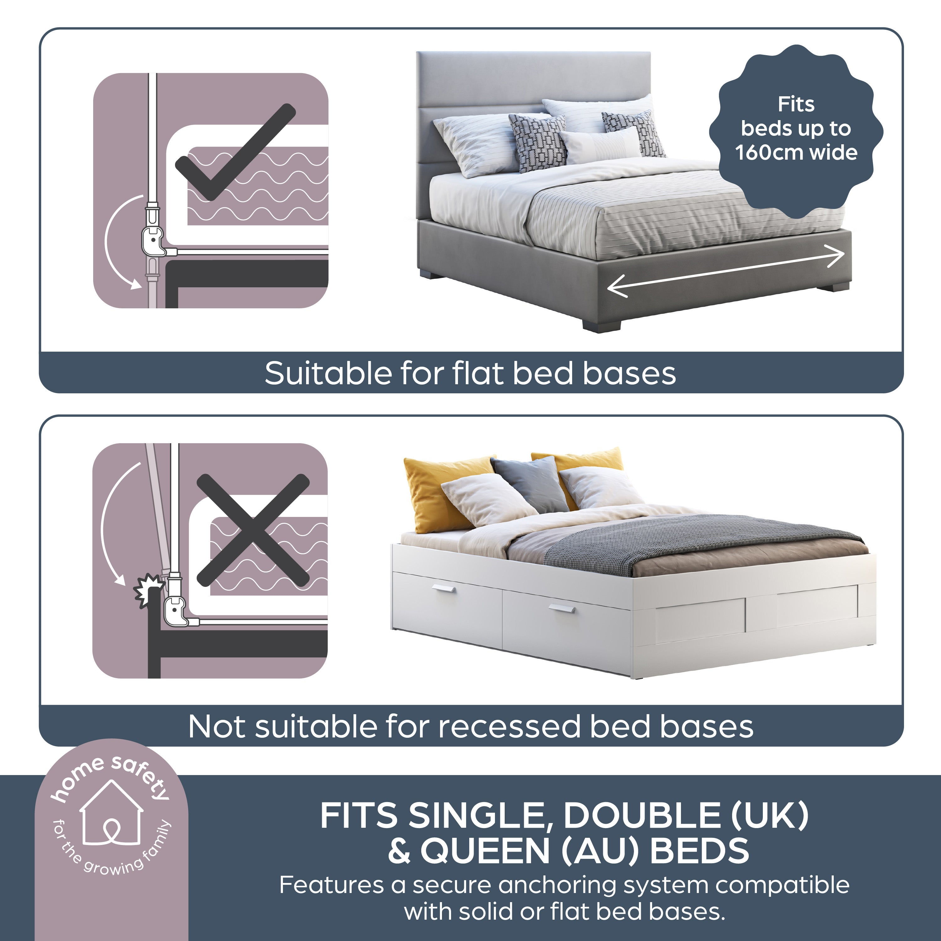 Prague Bed Rail - Grey